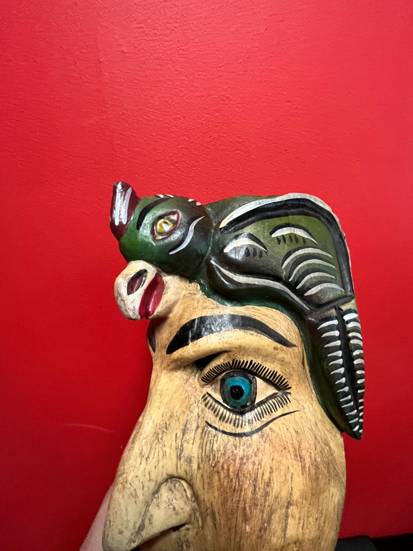 Lovely antique Mexican 9 1/2 x 6 1/2 folk art mask  great look and craftsmanship