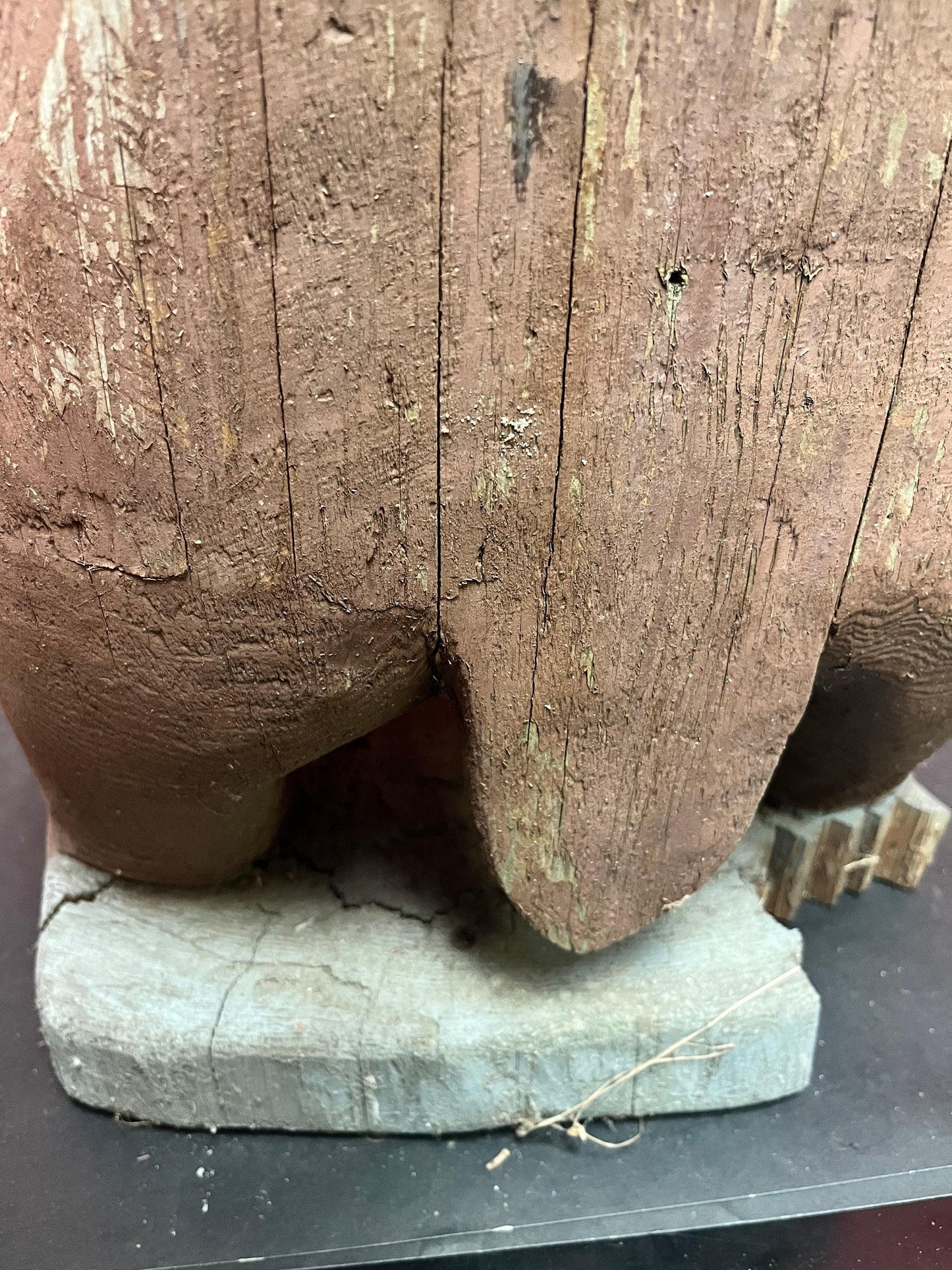 27 inch tall heavy Cedar 1940s indigenous Haida carved bear  antique condition  museum quality stunner