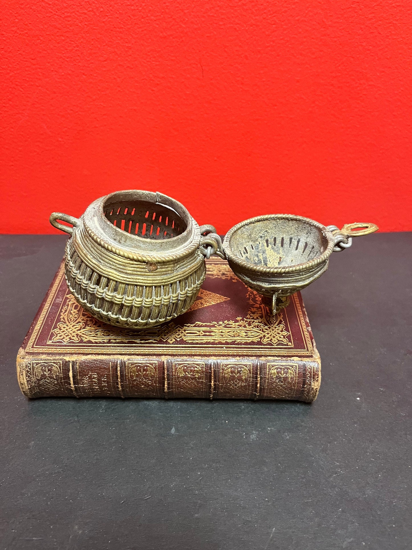 5 inch bronze Indian cricket cage  unique and cool