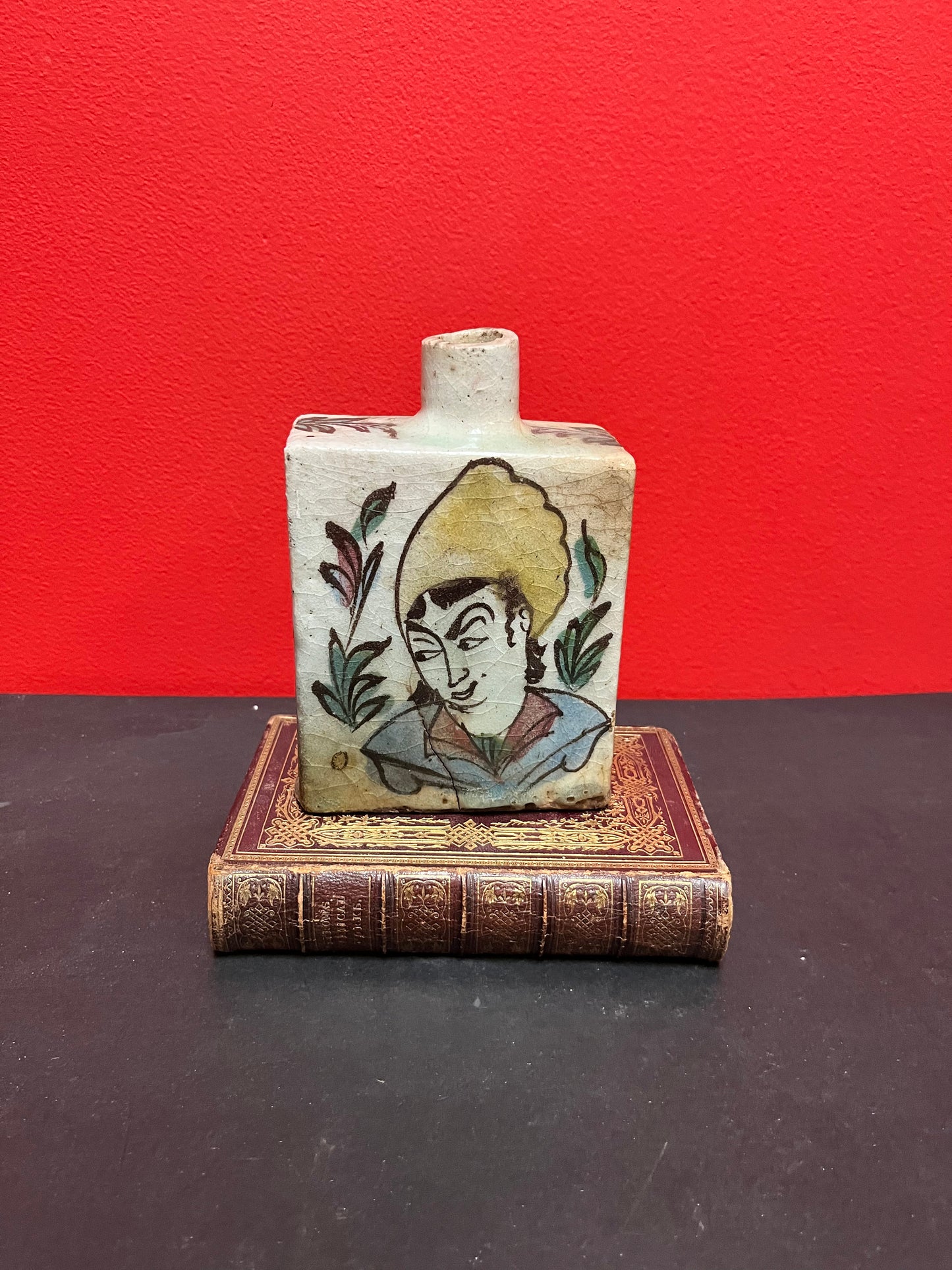 7 x 4 inch wide ancient Chinese porcelain flask  rare -