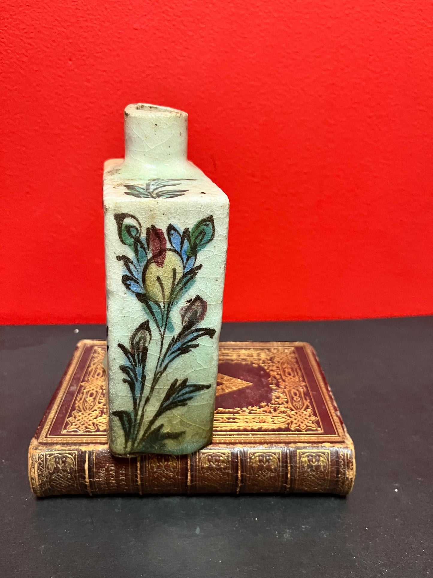 7 x 4 inch wide ancient Chinese porcelain flask  rare -