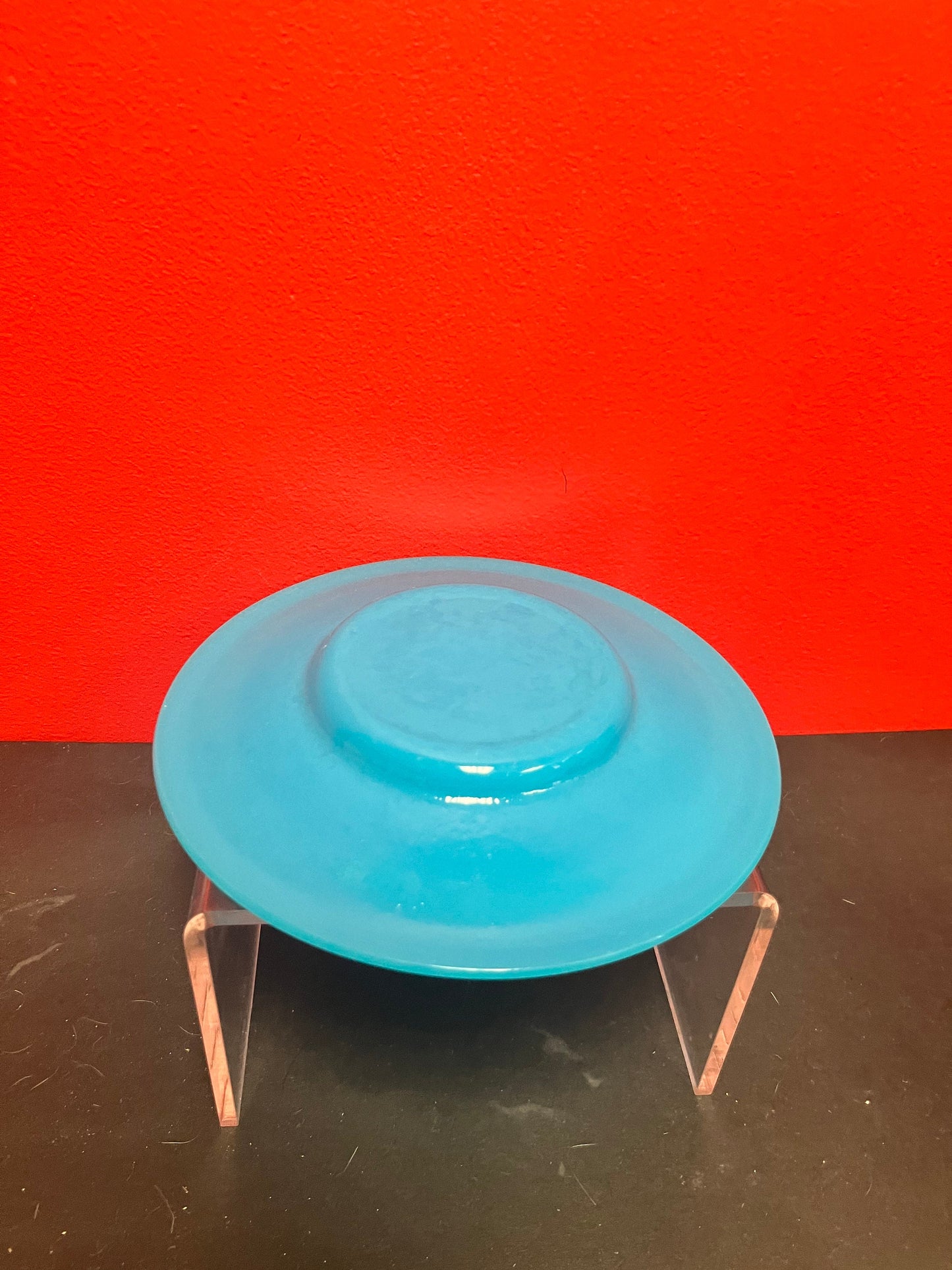 Stunning antique Chinese 8 inch Peking glass blue plate  mint condition