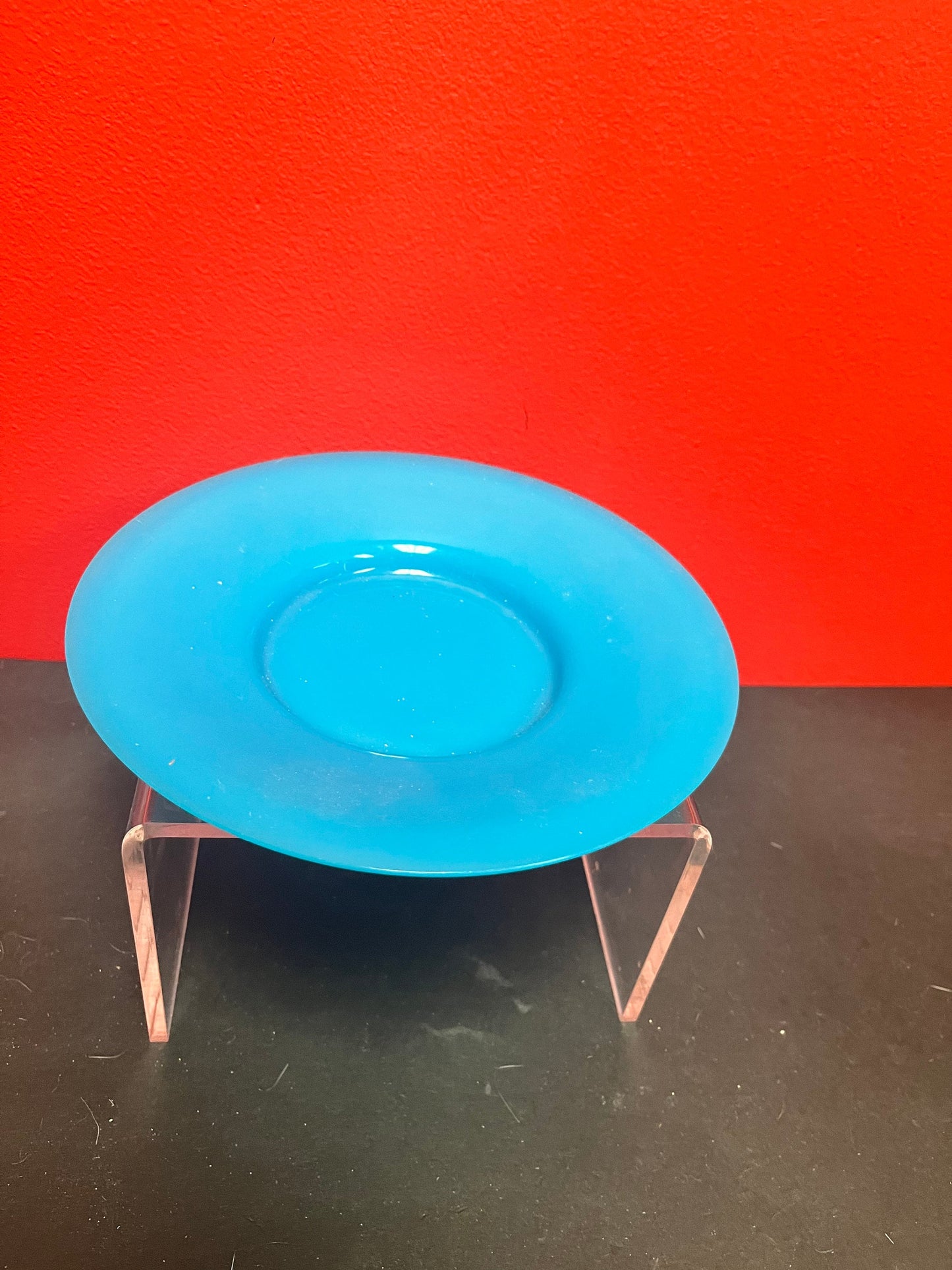 Stunning antique Chinese 8 inch Peking glass blue plate  mint condition