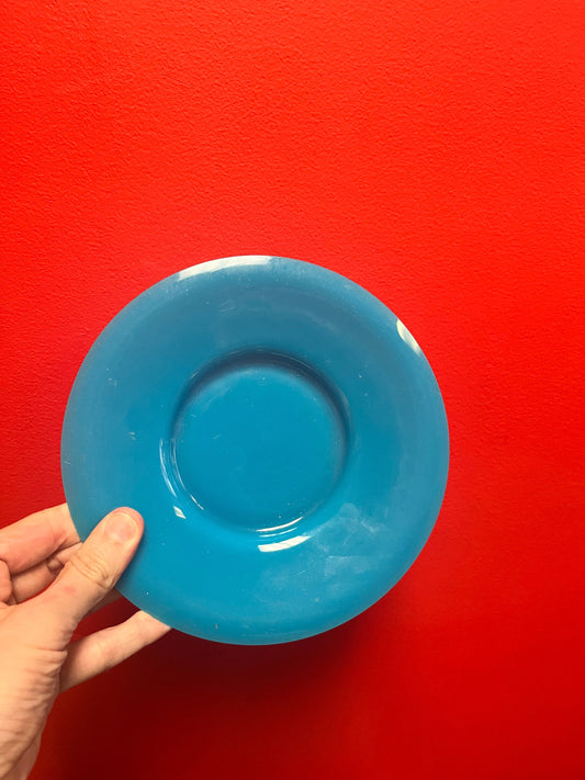 Stunning antique Chinese 8 inch Peking glass blue plate  mint condition