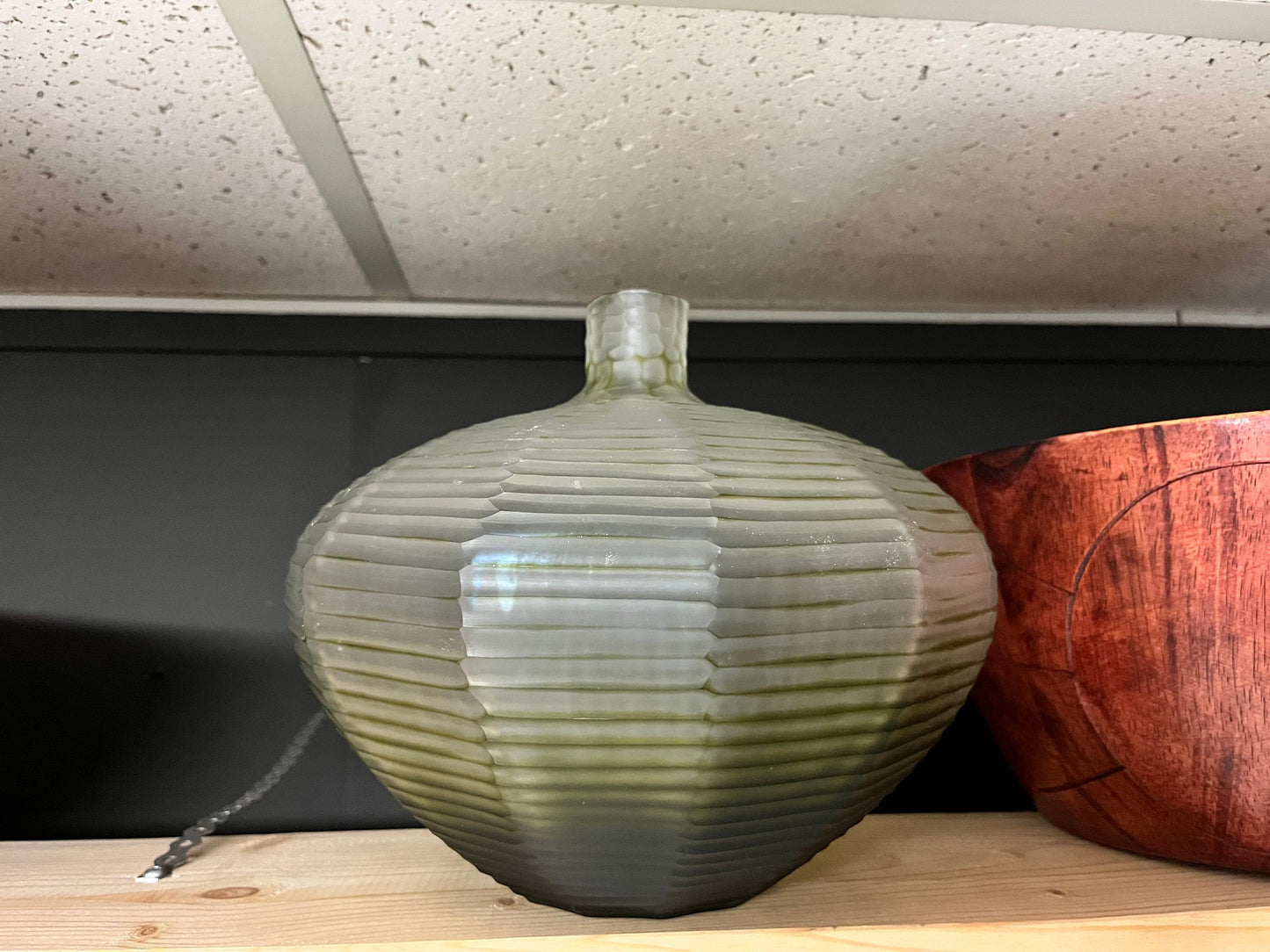 A  Stunning appox 1 foot tall French  opalescent multi facetted vase   great look and condition