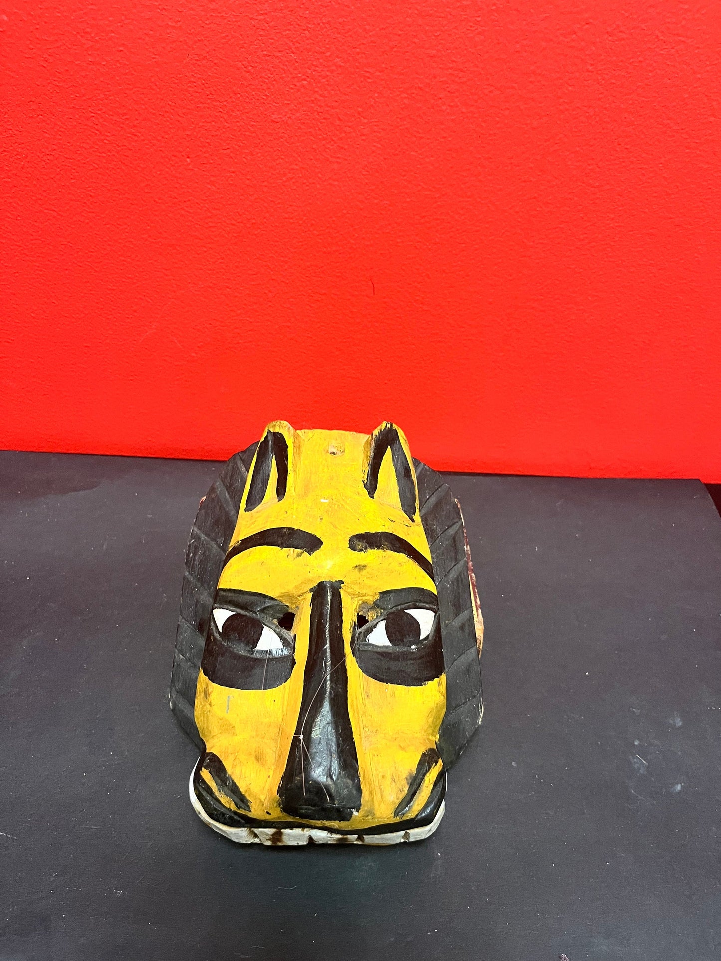 8 1/2 by 6 1/2 antique South American painted animal mask  very cool