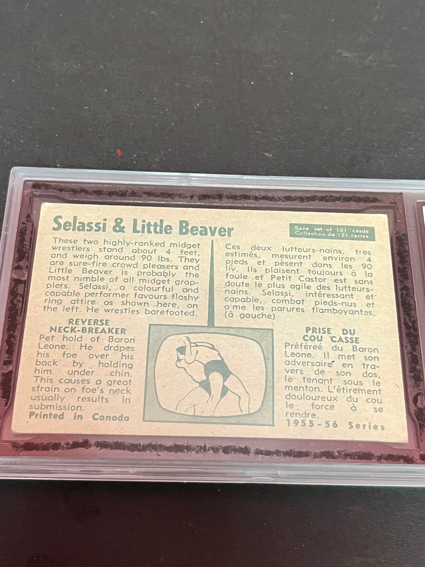 Graded super rare 1955 parkhurst midget wrestling trading card in case  wow