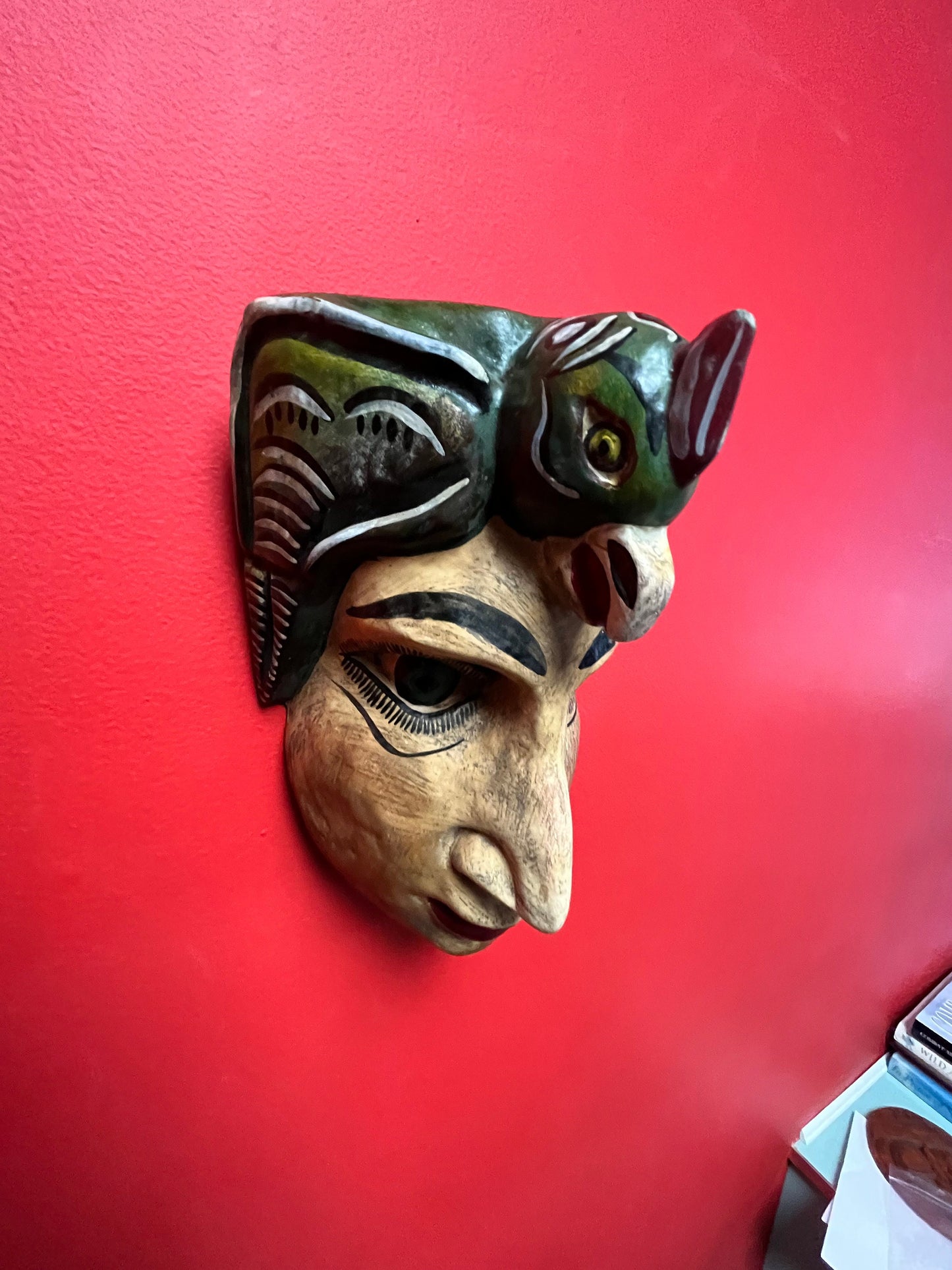 Lovely antique Mexican 9 1/2 x 6 1/2 folk art mask  great look and craftsmanship