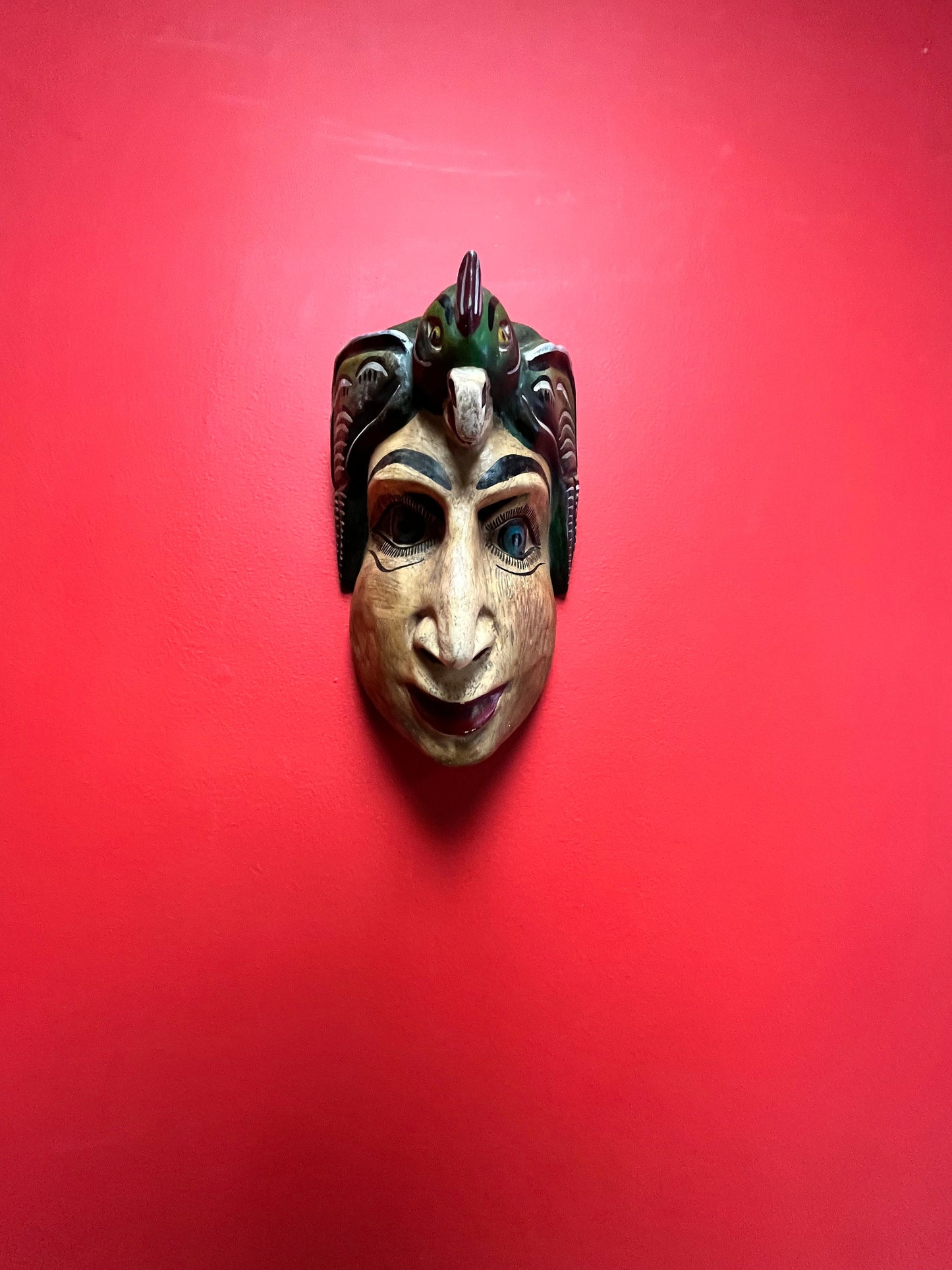 Lovely antique Mexican 9 1/2 x 6 1/2 folk art mask  great look and craftsmanship