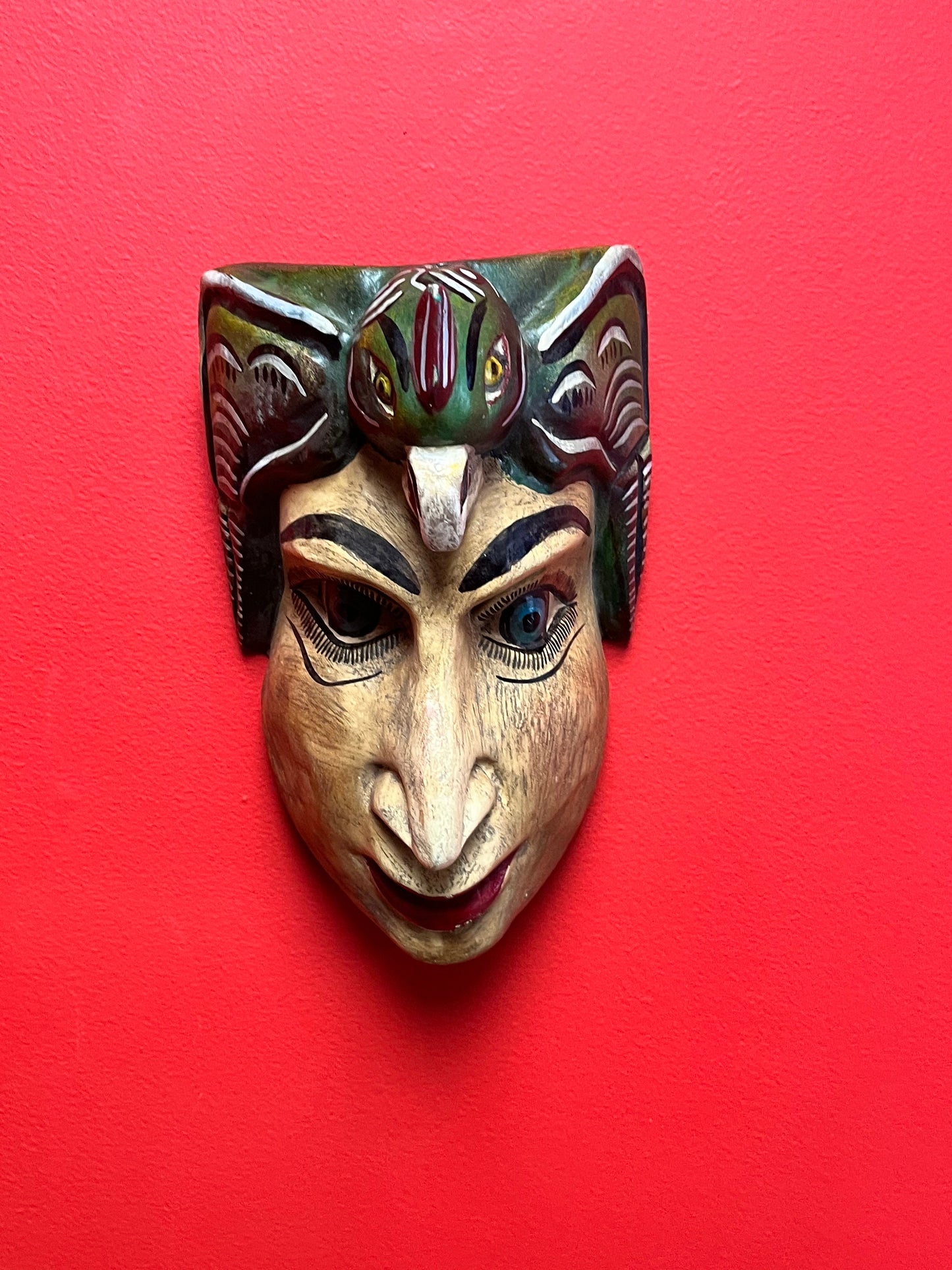Lovely antique Mexican 9 1/2 x 6 1/2 folk art mask  great look and craftsmanship