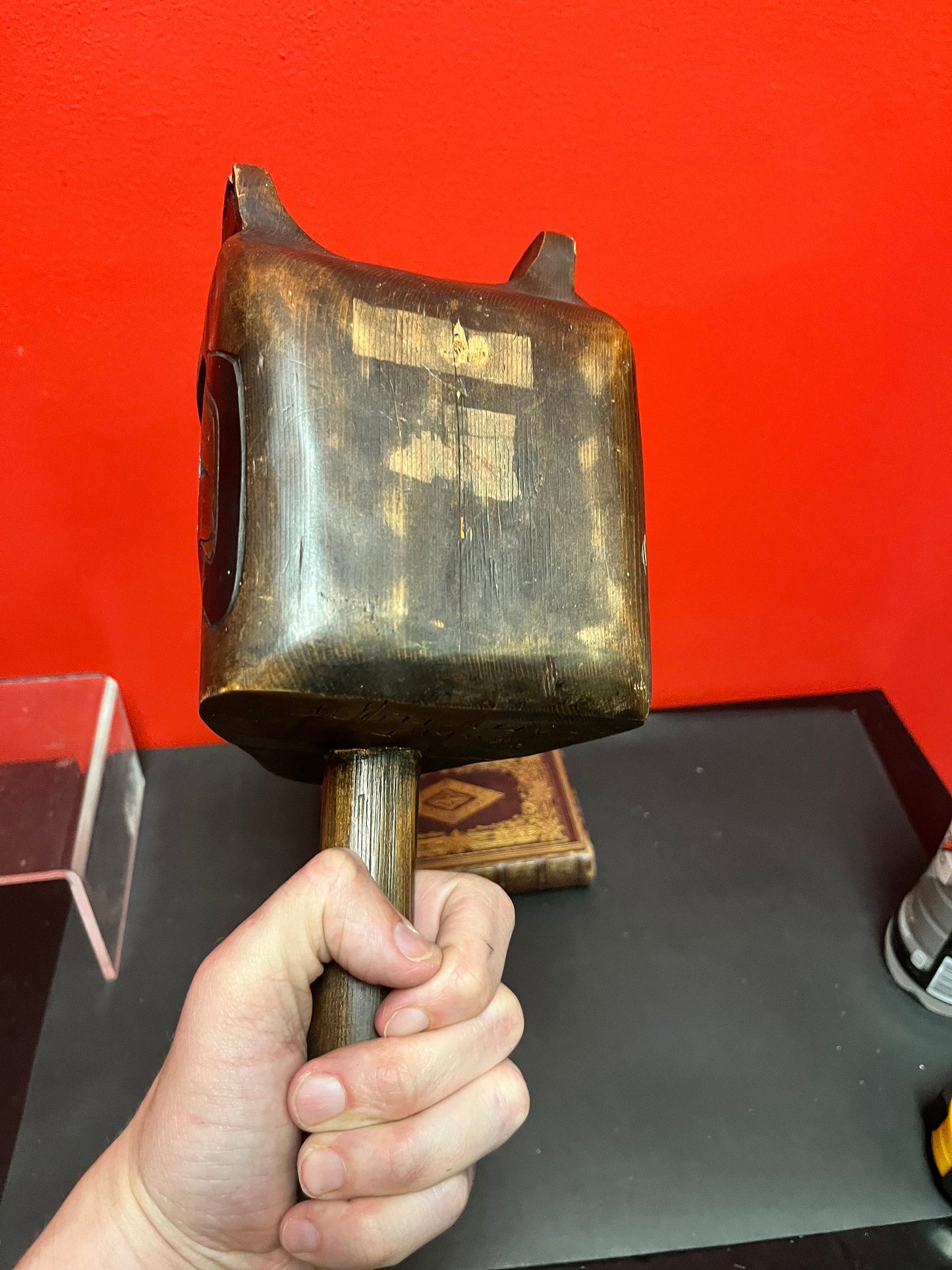 12 inches indigenous First Nations Pacific Northwest coast polychrome rattle  signed  lovely