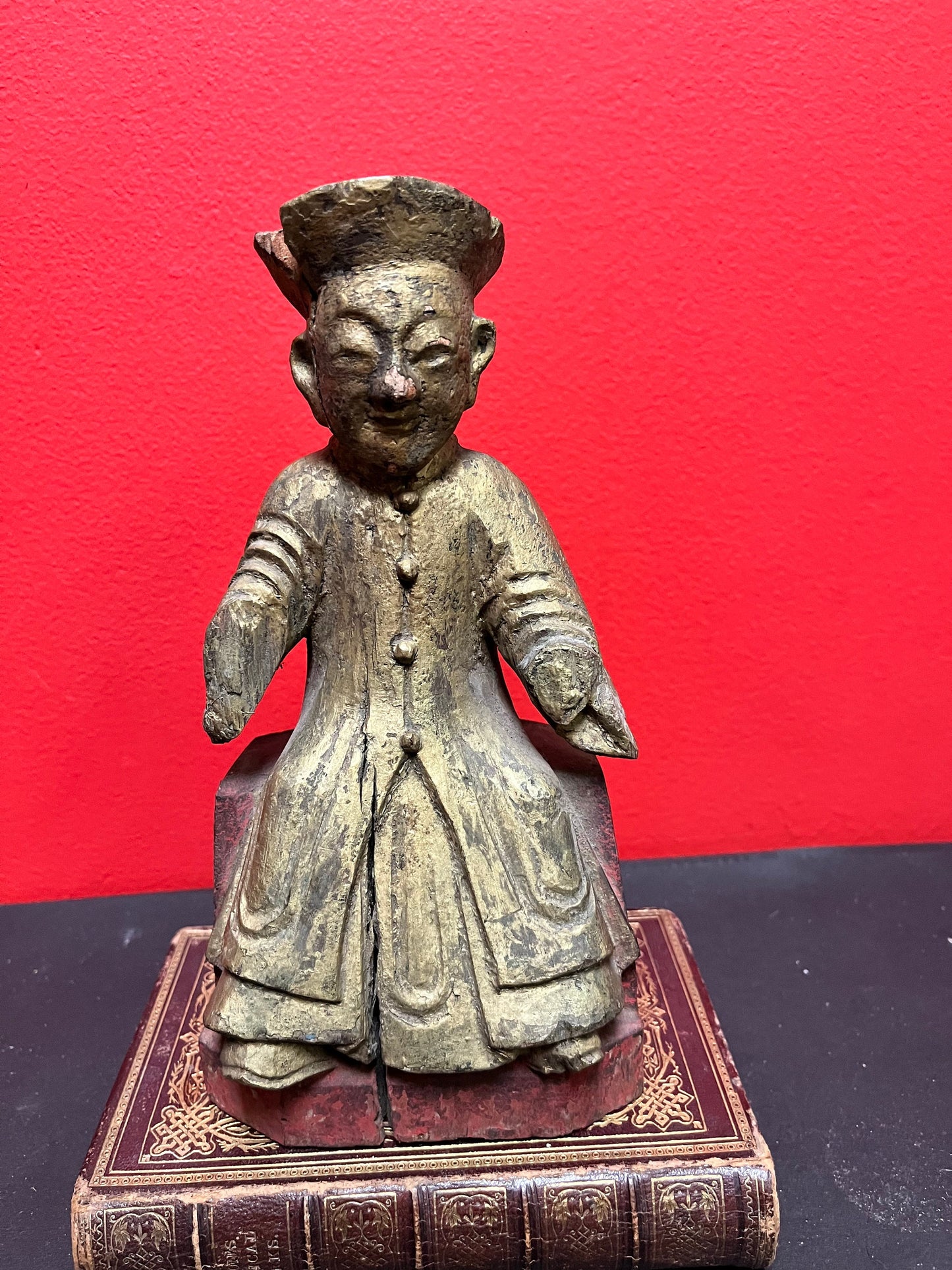 A Rare Chinese antique 9 x 4  deities  wonderful patina