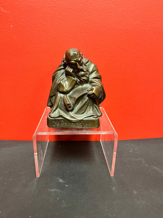Lovely 7 inch heavy antique bronze signed philosopher statue  great detail