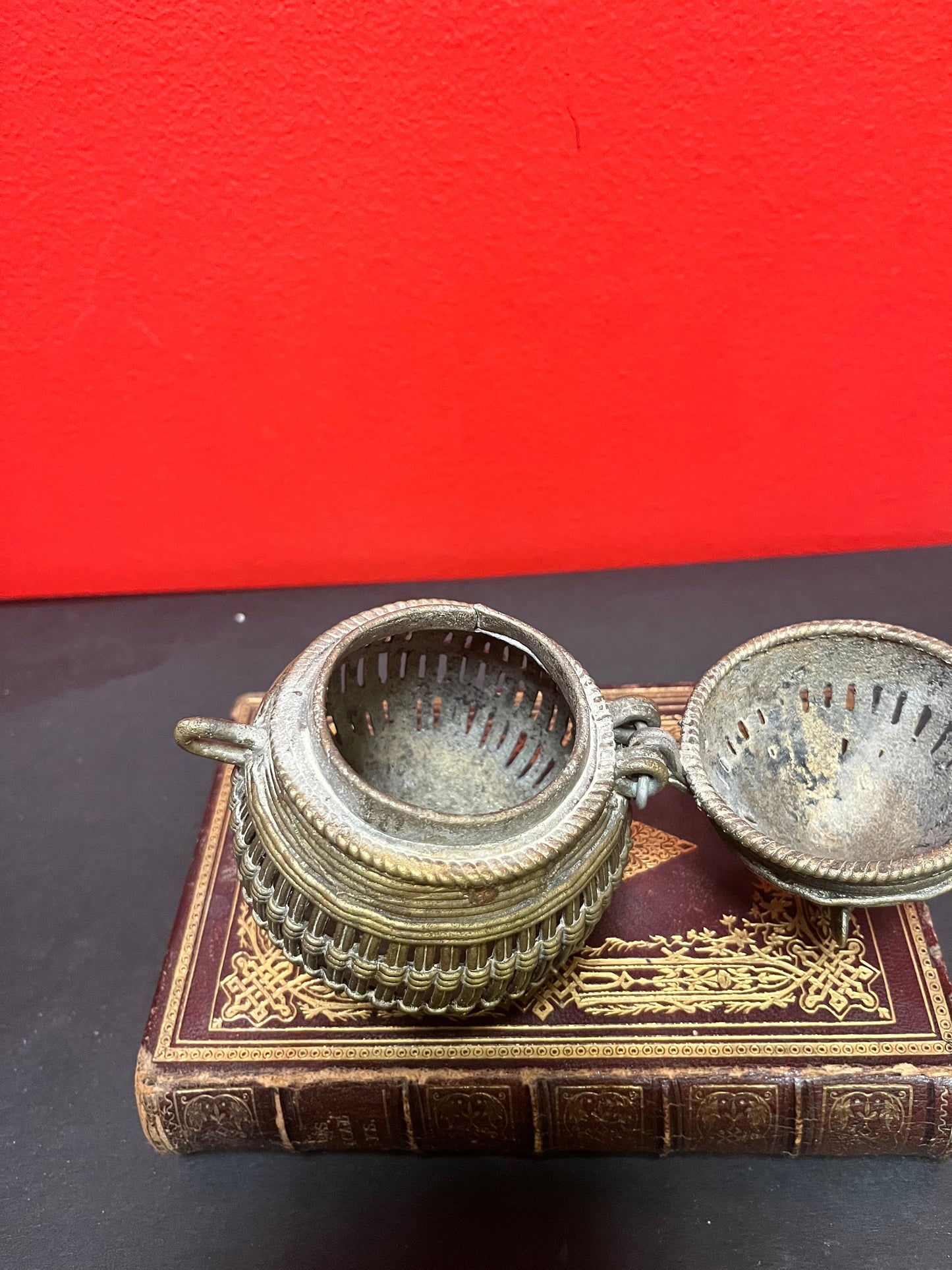 5 inch bronze Indian cricket cage  unique and cool