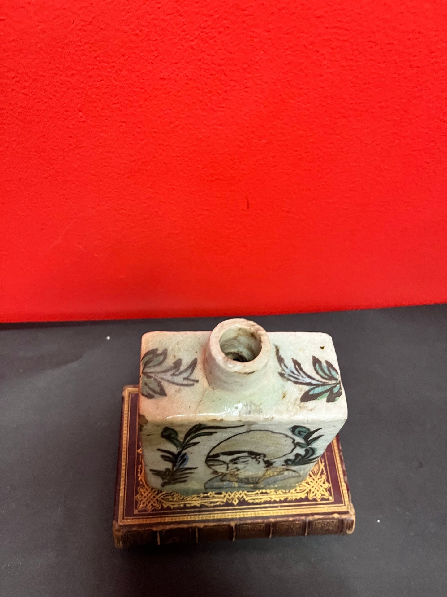 7 x 4 inch wide ancient Chinese porcelain flask  rare -