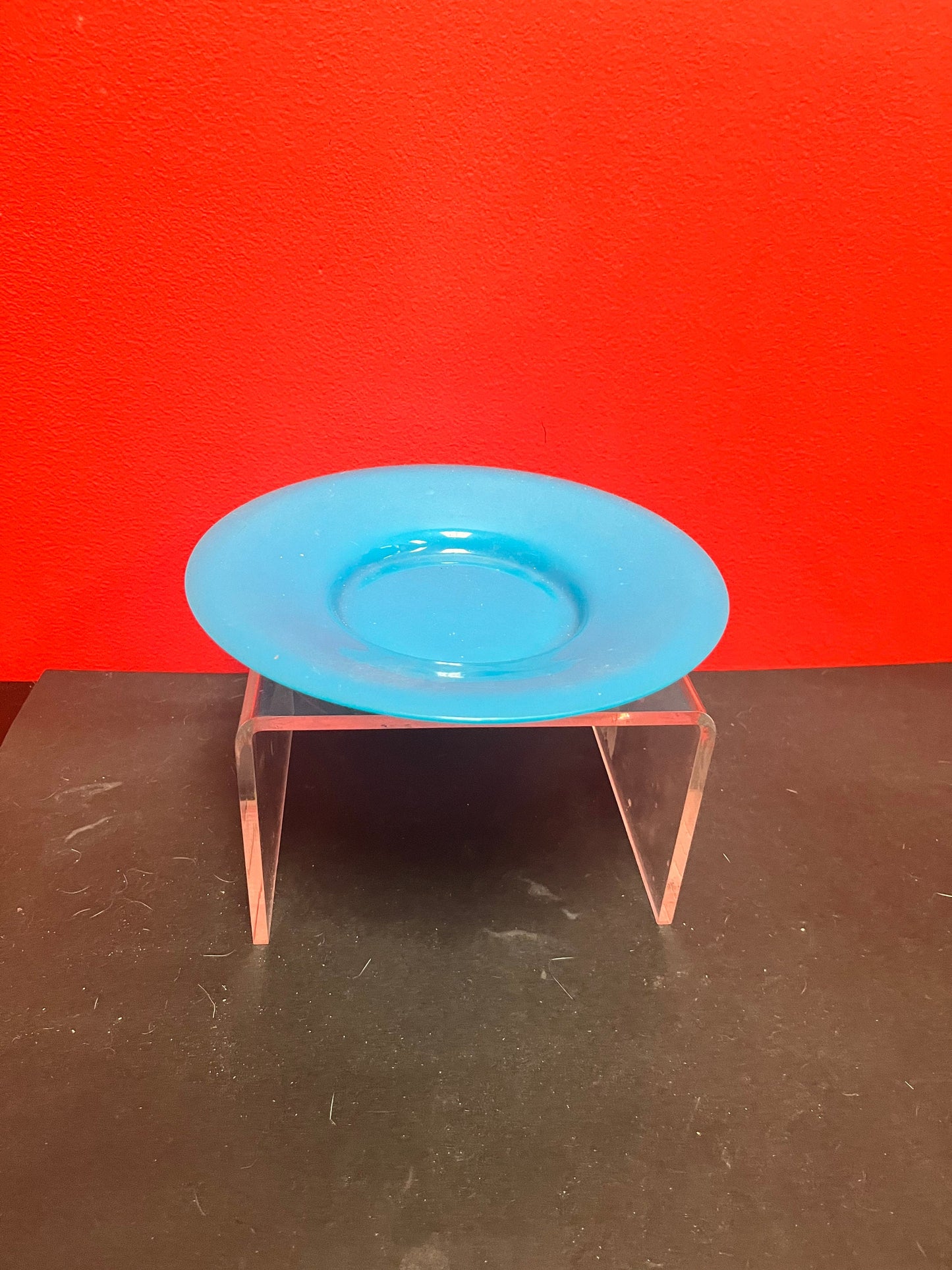 Stunning antique Chinese 8 inch Peking glass blue plate  mint condition