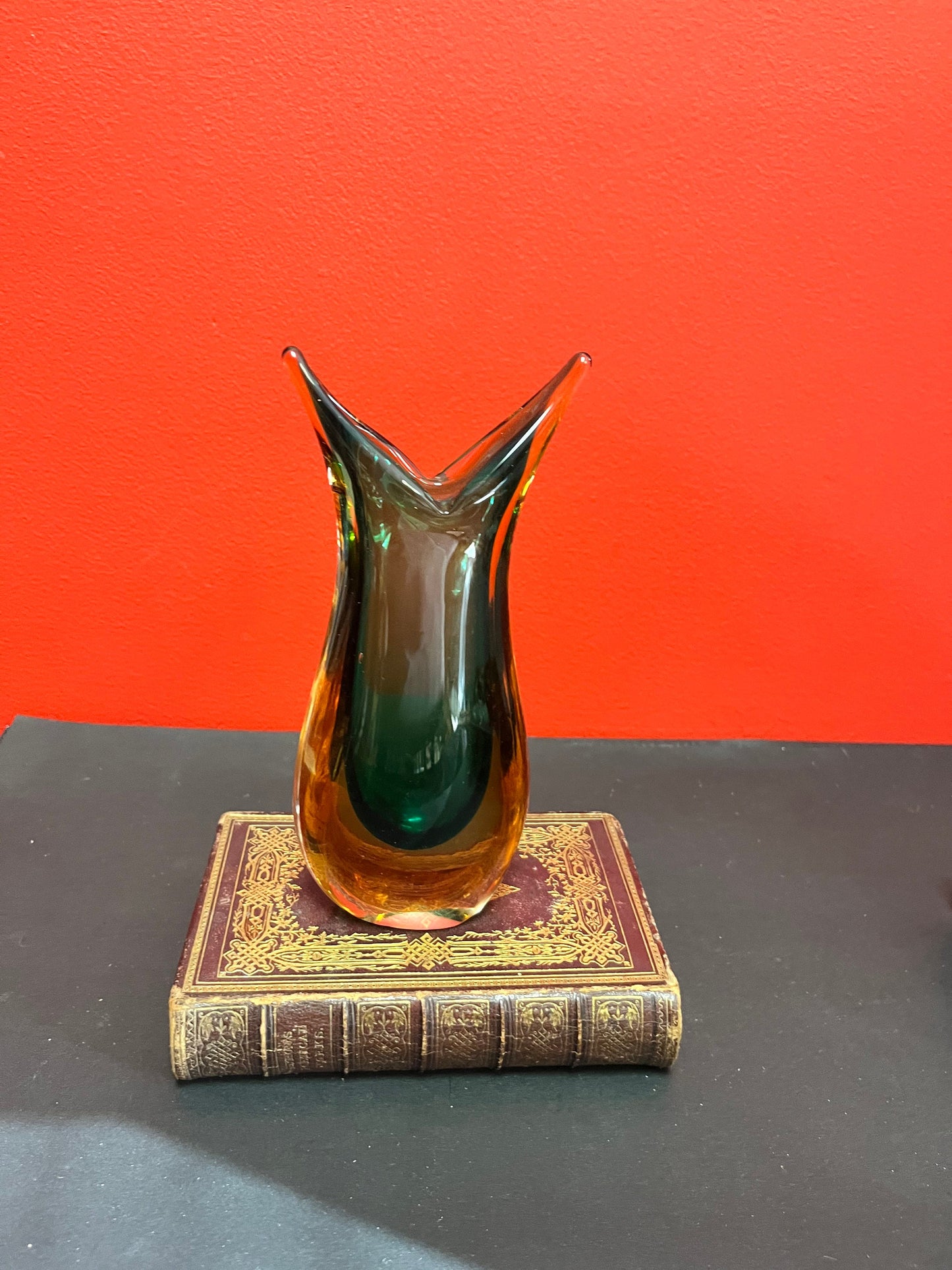 An  8 inch tall Fabio Poli 1950s Authentic Murano glass vase  intense colour and great condition