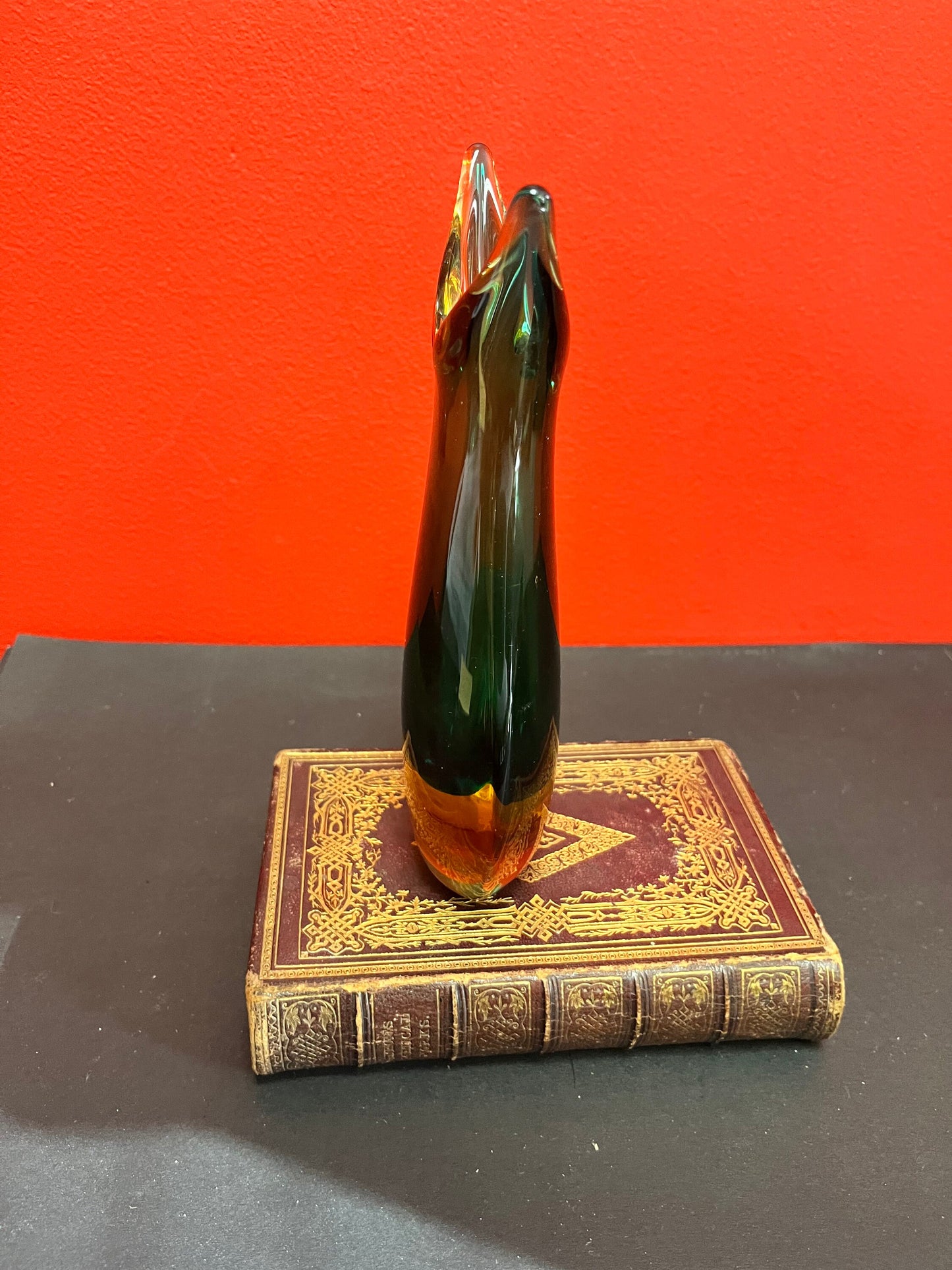 An  8 inch tall Fabio Poli 1950s Authentic Murano glass vase  intense colour and great condition
