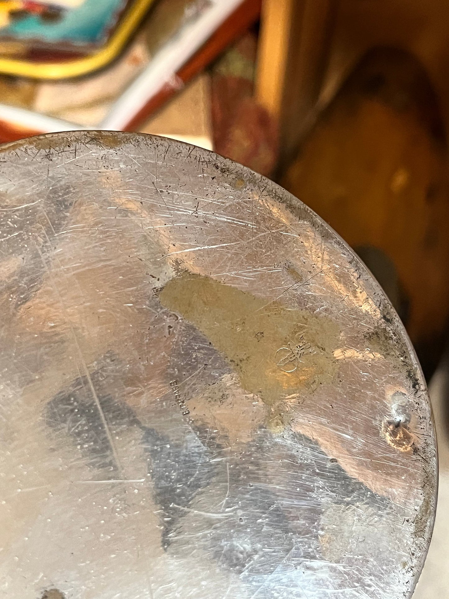 Fabulous 13 inch tall brass and silver plate WMF Ikora Iris vase  one dent