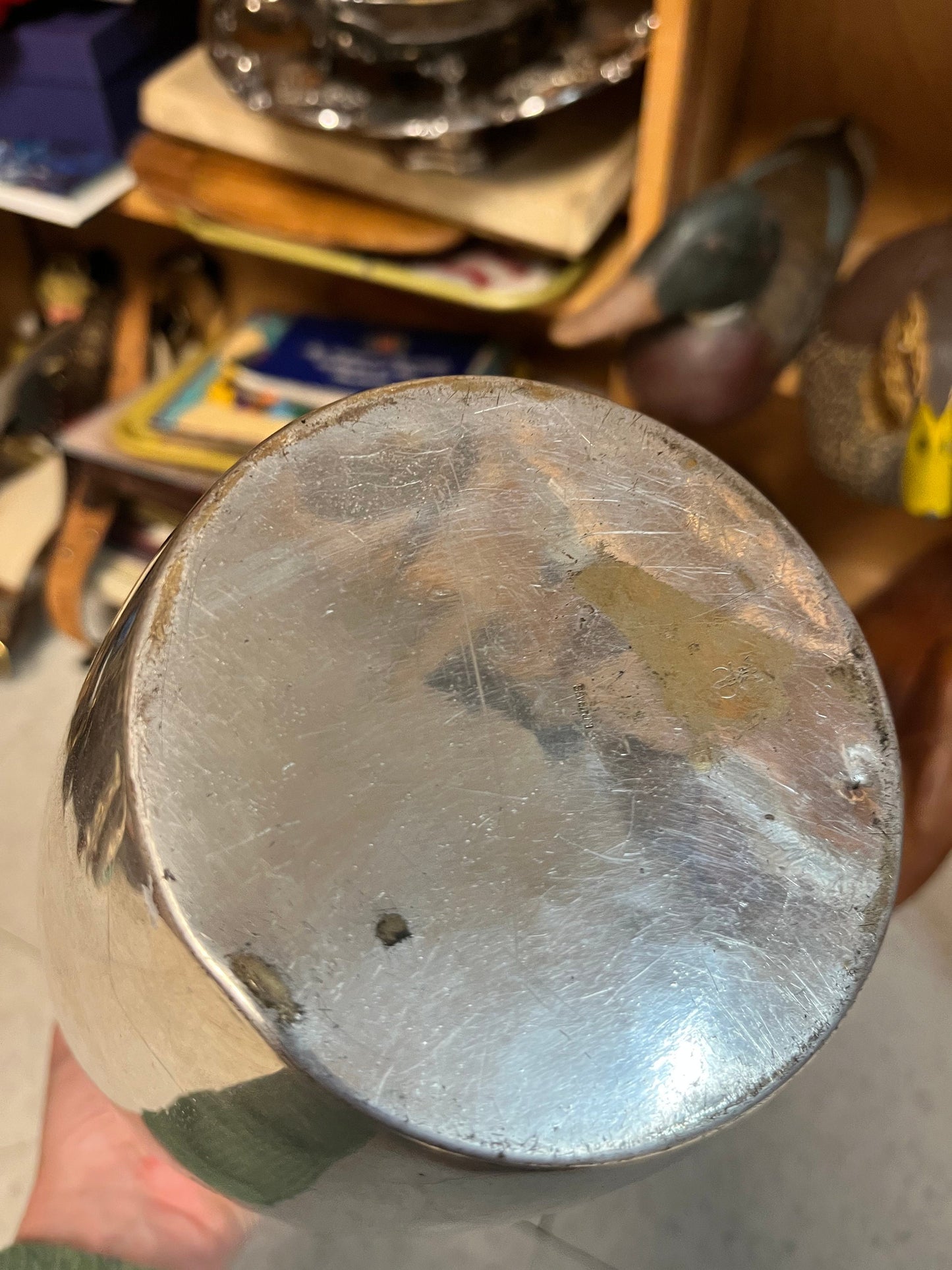 Fabulous 13 inch tall brass and silver plate WMF Ikora Iris vase  one dent