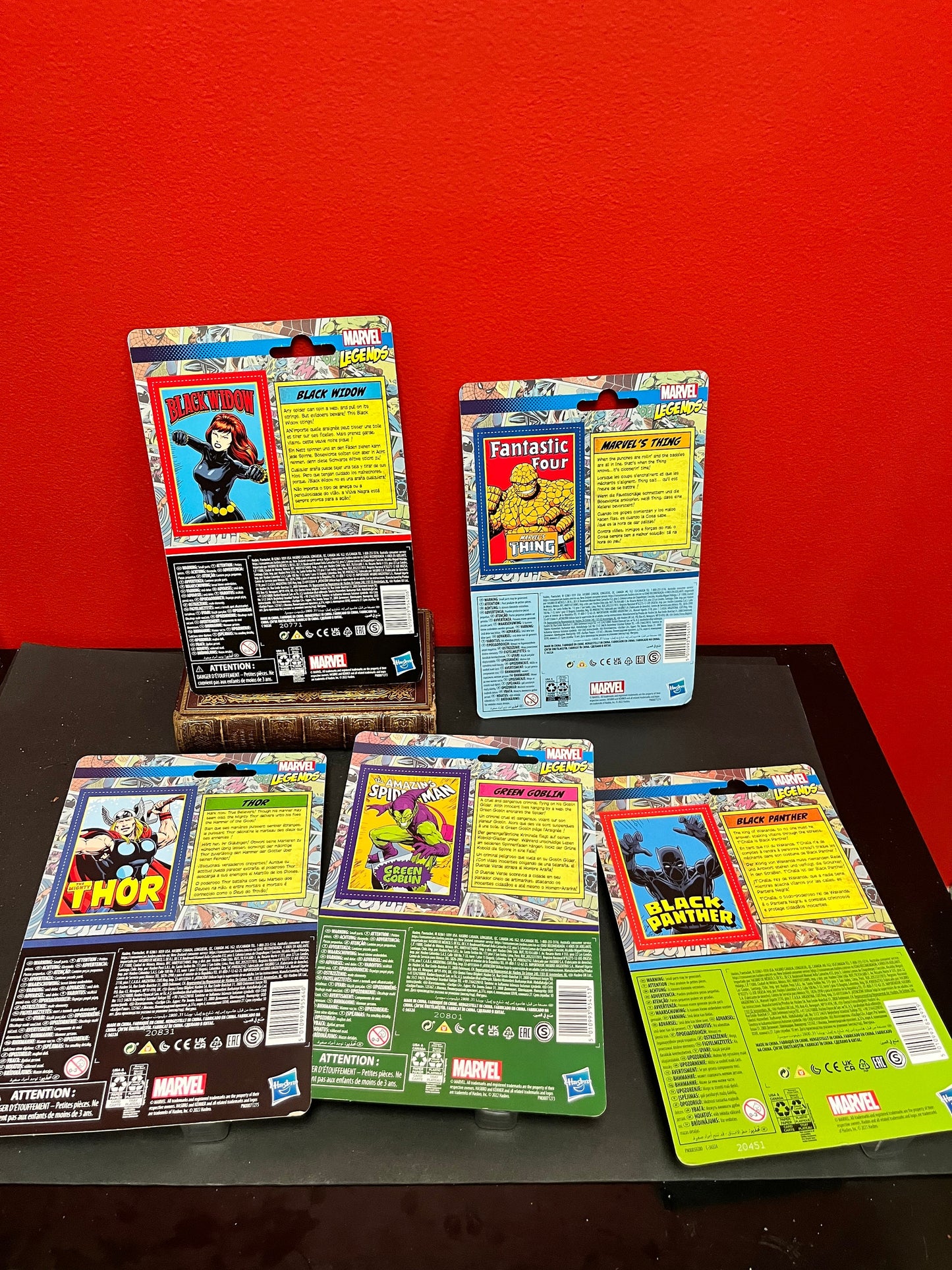 Set 5 marvel legends figures in original packets  wow  collectors items, and great gifts