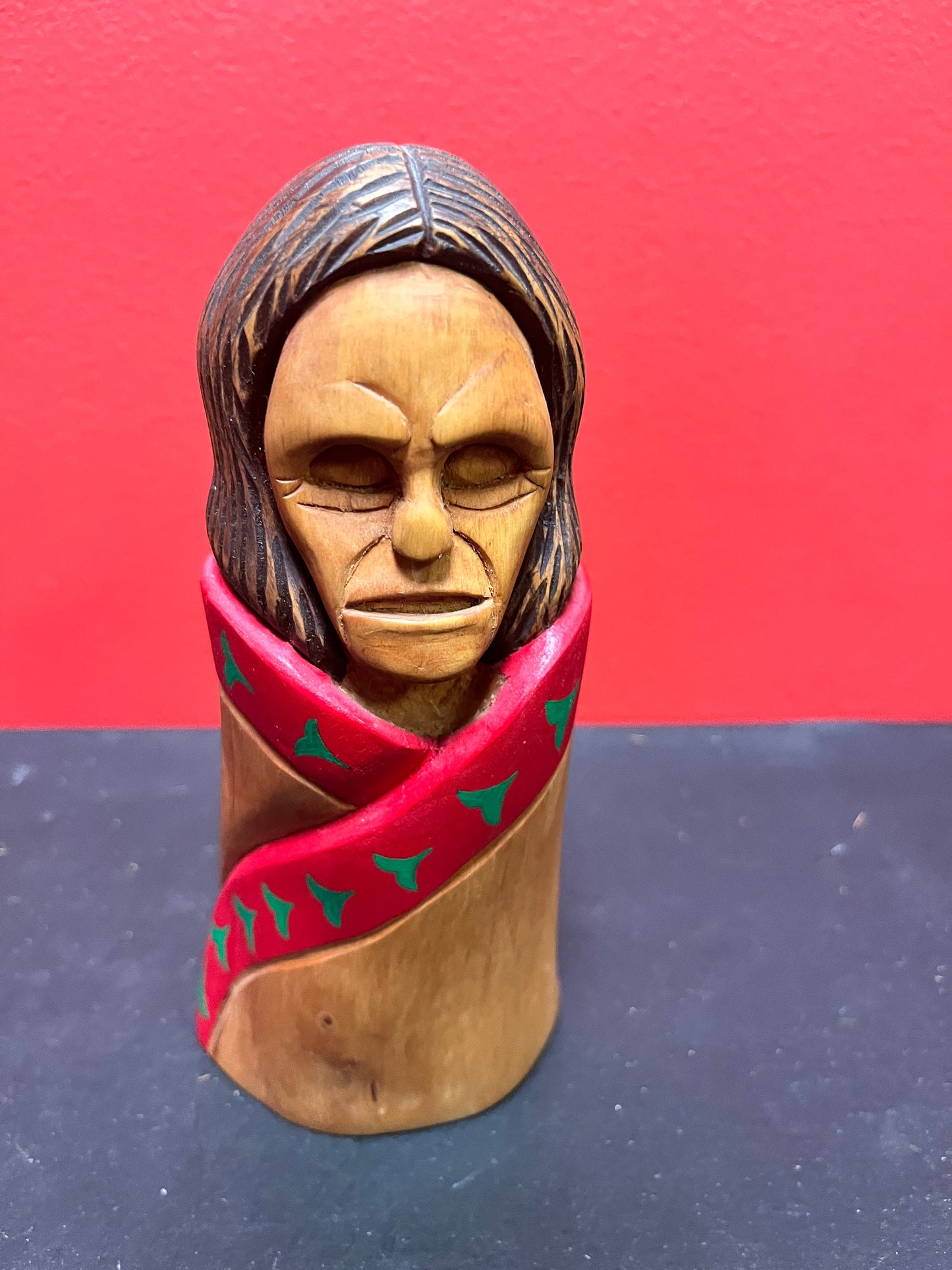 Fabulous and Unusual Indigenous first nations pacific northwest coast, signed 7 inch high statue of an indigenous person - wow wow