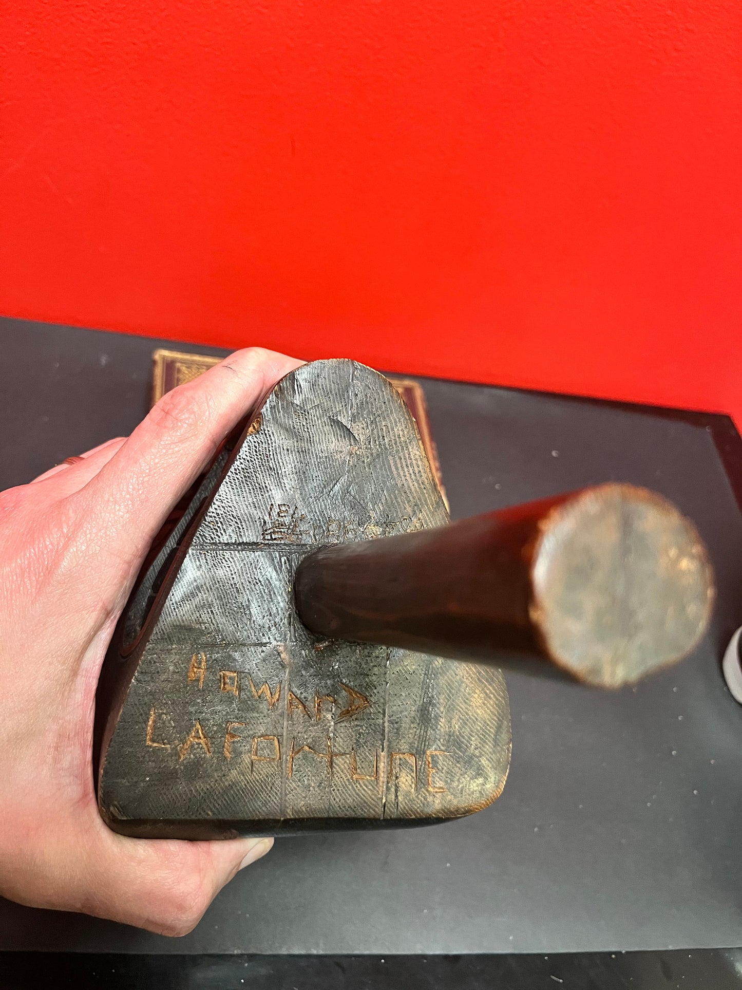 12 inches indigenous First Nations Pacific Northwest coast polychrome rattle  signed  lovely