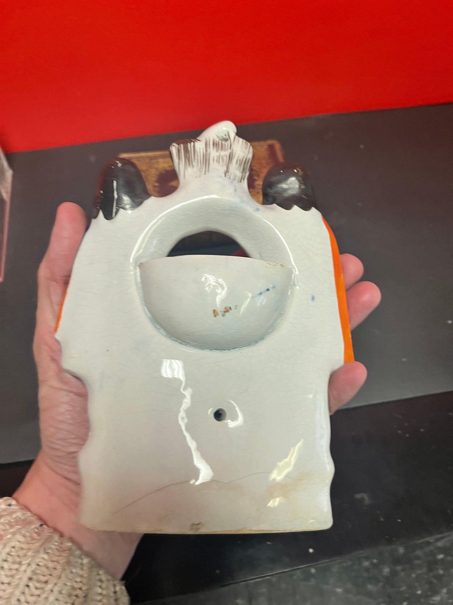 English antique 8 inch high authentic Staffordshire watch holder statue