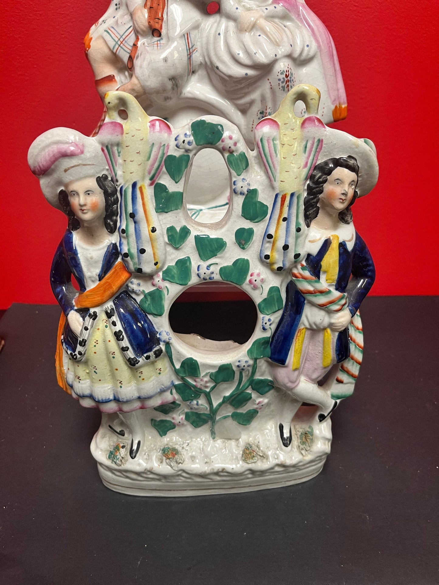 Two Lovely  antique as is Staffordshire figures.  See photos.  11 and 14 inches tall.