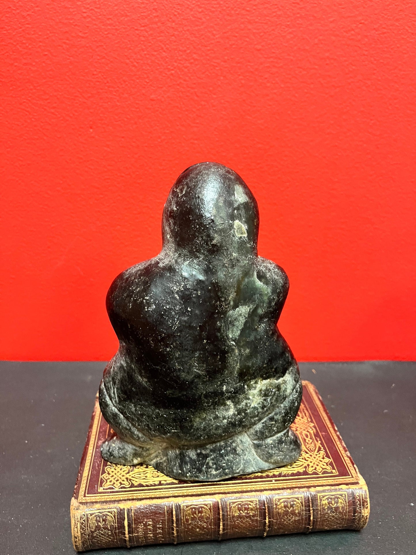 7 inch inuit soapstone statue of a hunter was a fish  1975  great condition