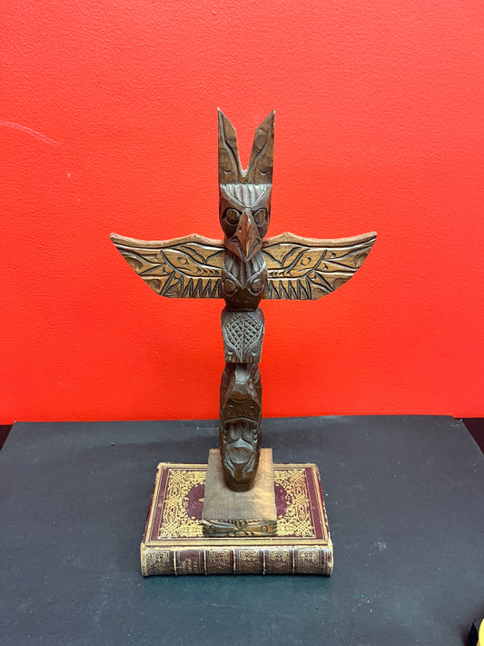 8 x 14 tall signed indigenous first nations pacific northwest coast transformation totem pole  cedar beauty - Chris John