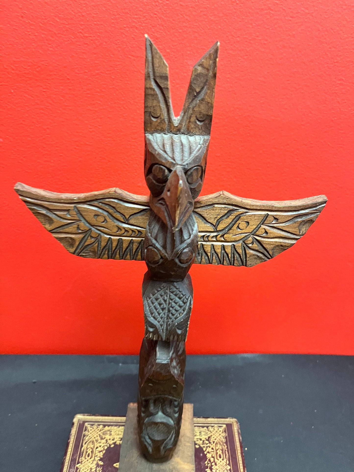 8 x 14 tall signed indigenous first nations pacific northwest coast transformation totem pole  cedar beauty - Chris John