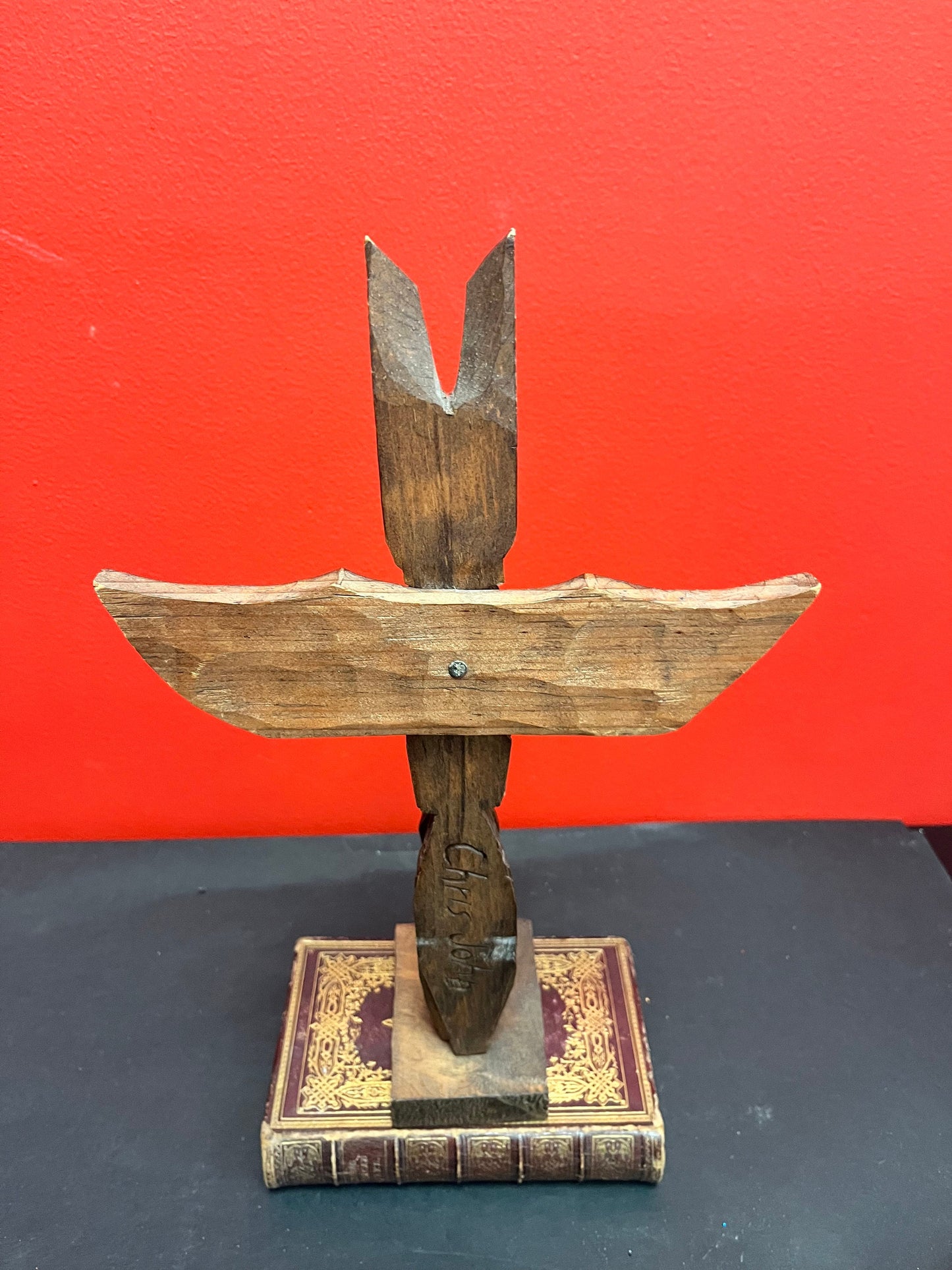 8 x 14 tall signed indigenous first nations pacific northwest coast transformation totem pole  cedar beauty - Chris John