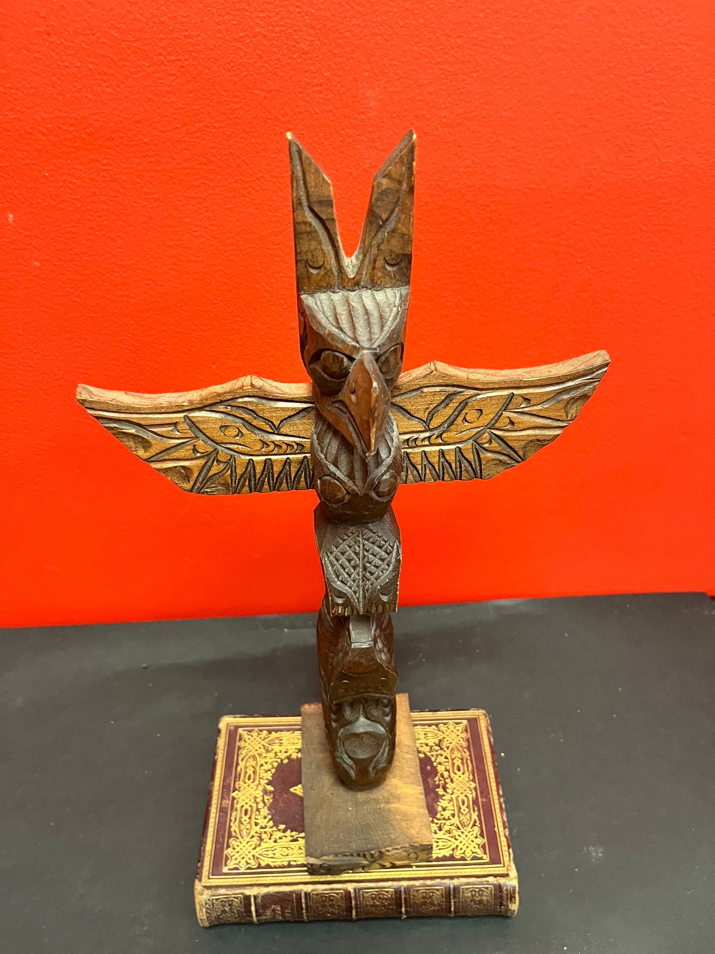 8 x 14 tall signed indigenous first nations pacific northwest coast transformation totem pole  cedar beauty - Chris John