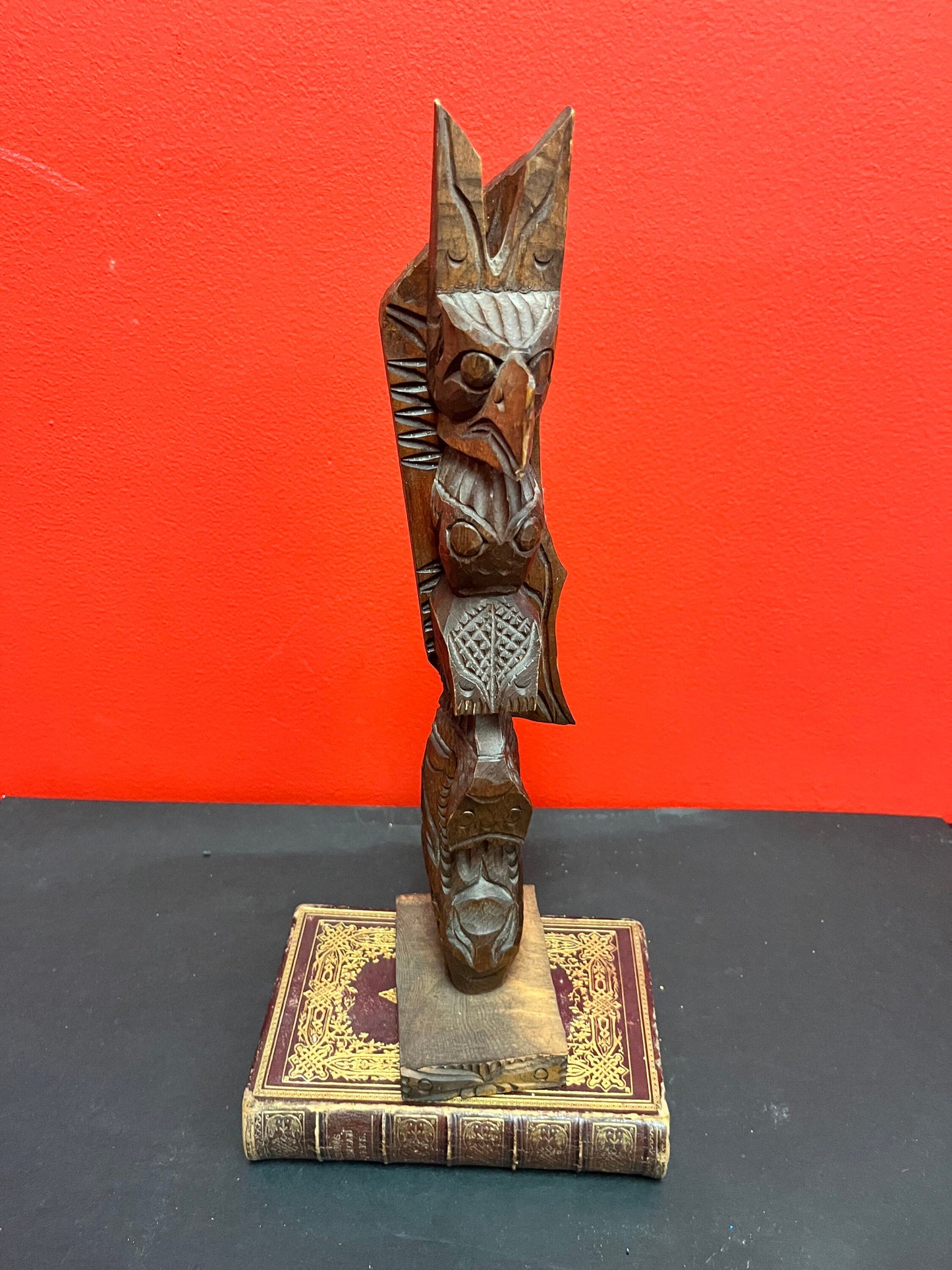 8 x 14 tall signed indigenous first nations pacific northwest coast transformation totem pole  cedar beauty - Chris John