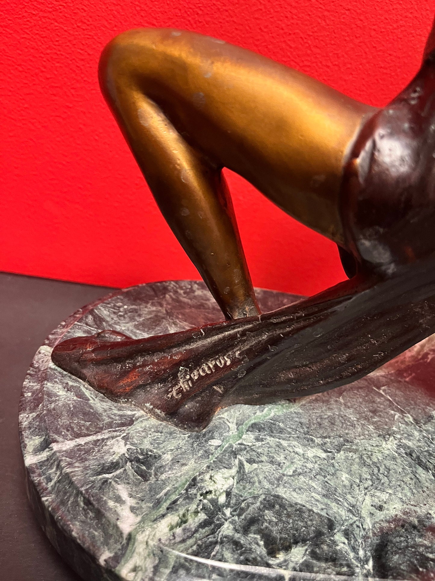 Absolutely stunning 16 x 16 signed bronze Chiparus dancer on marble stand  impressive and heavy