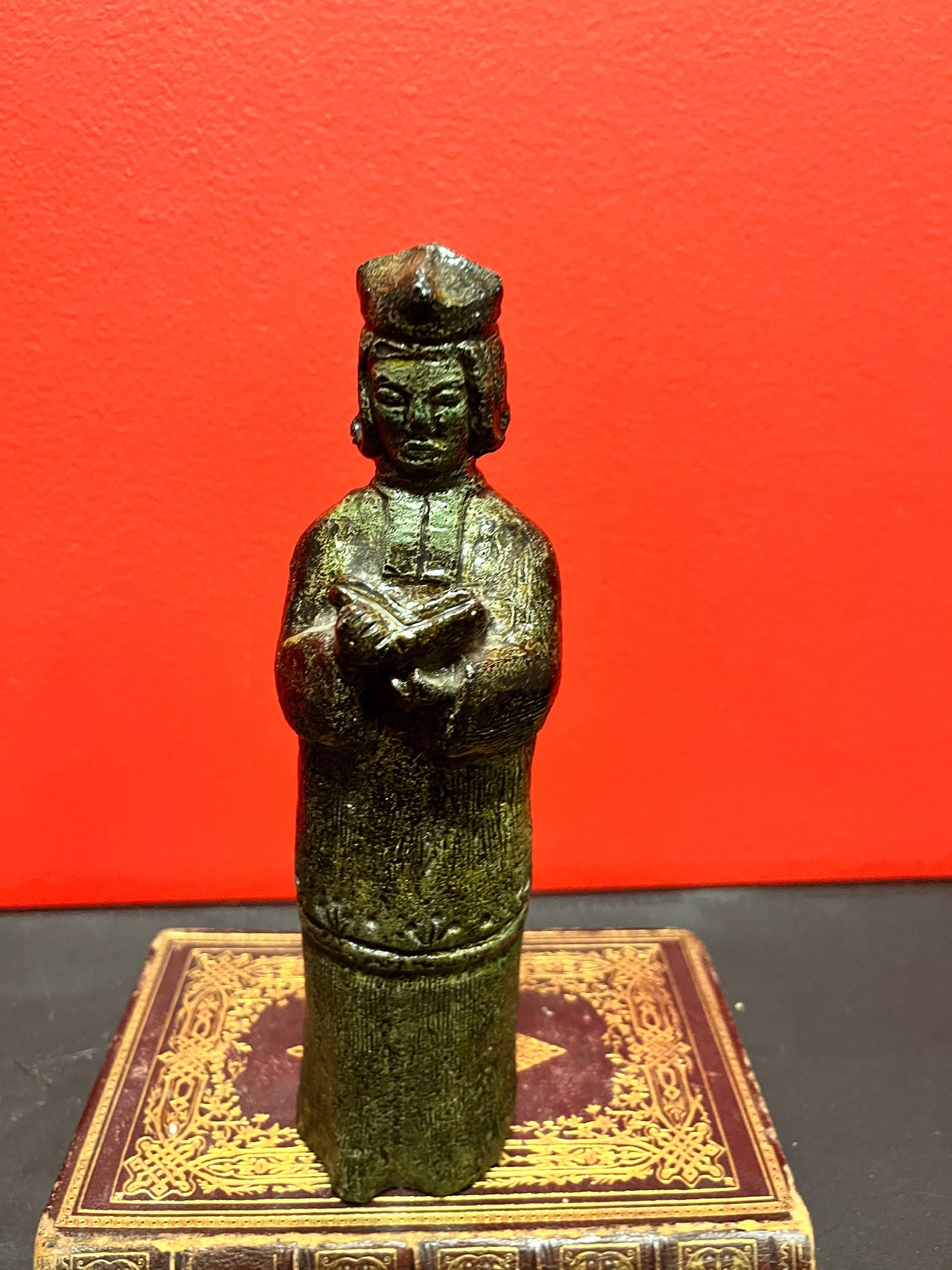 Very cool 8 inch European stone statue of a priest  unique in good condition