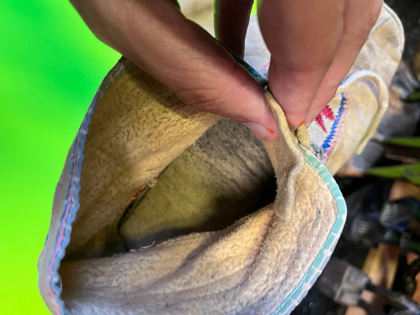 7 inch indigenous first nations antique leather and beaded moccasins  lovely condition