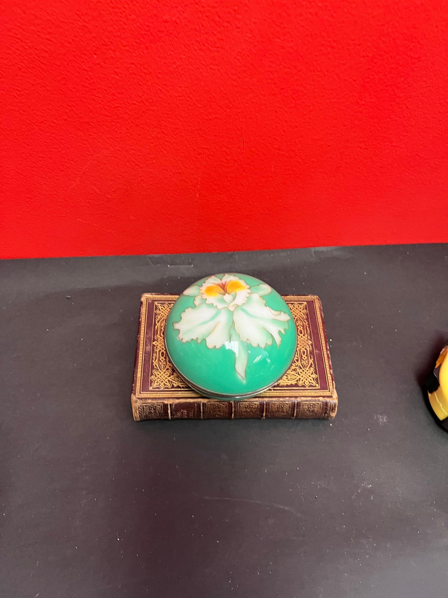 A beautiful 4 x 2 high antique Japanese  enamel cloisonné box with velvet lining  stunning condition