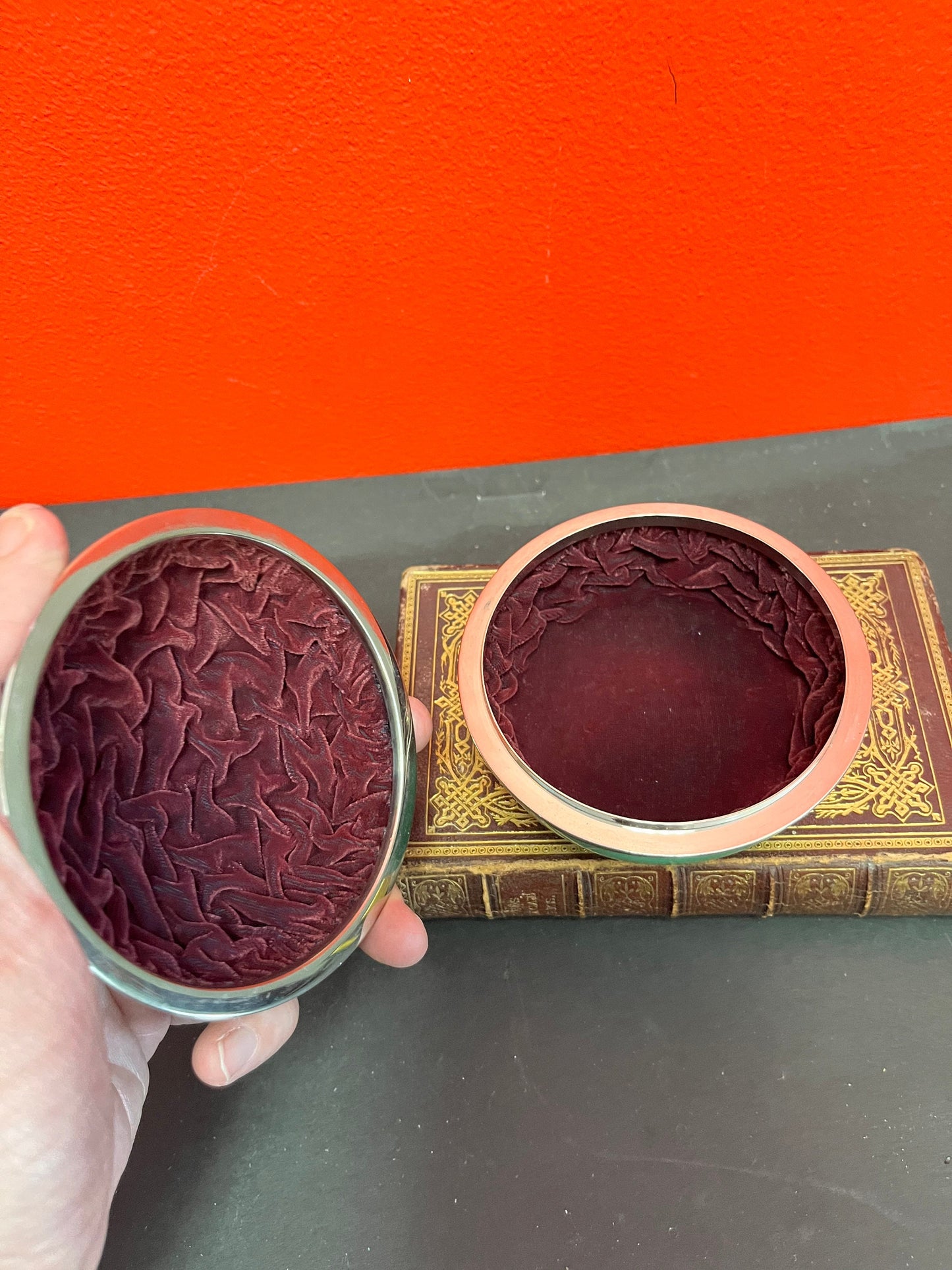 A beautiful 4 x 2 high antique Japanese  enamel cloisonné box with velvet lining  stunning condition