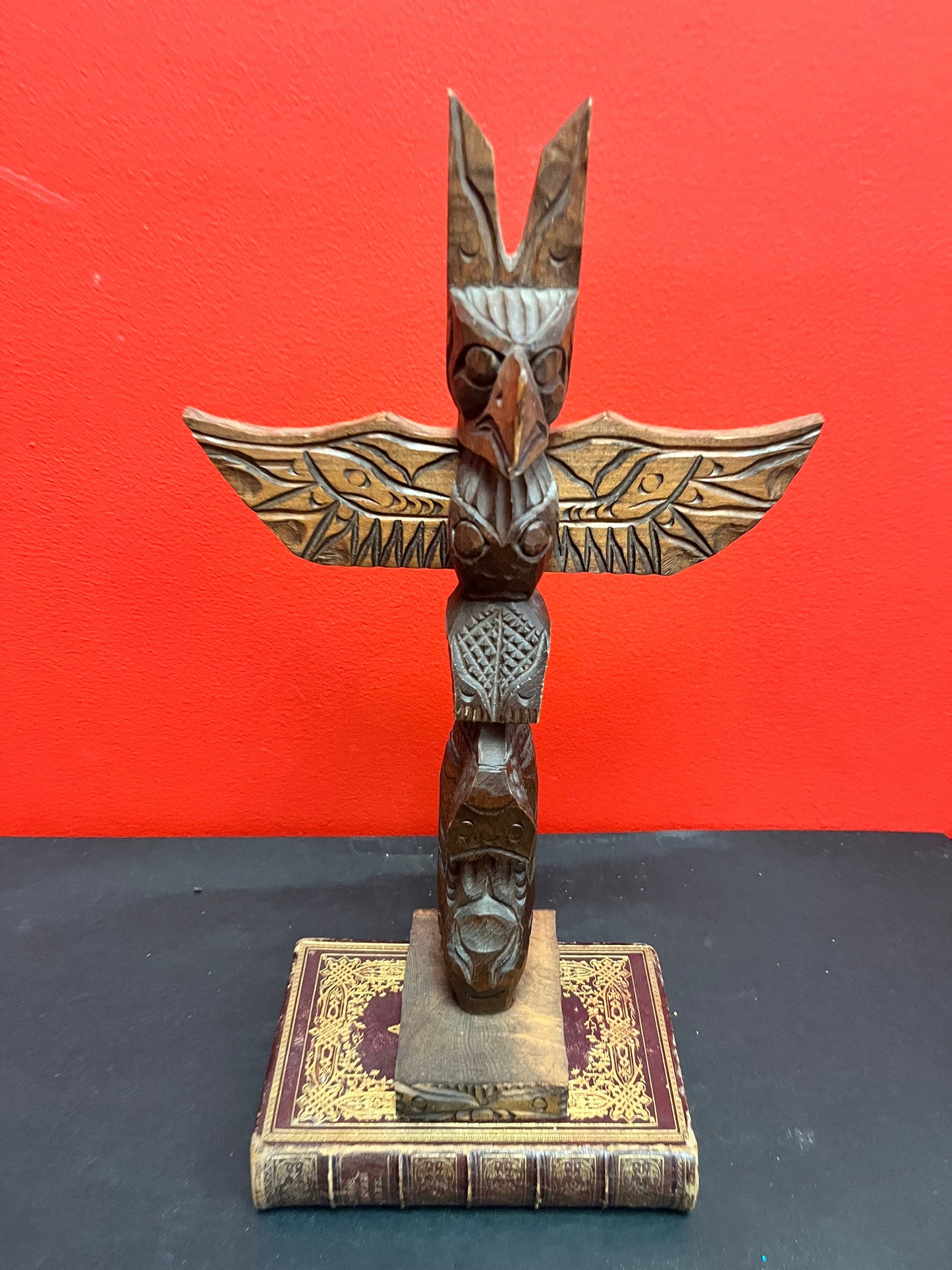 8 x 14 tall signed indigenous first nations pacific northwest coast transformation totem pole  cedar beauty - Chris John