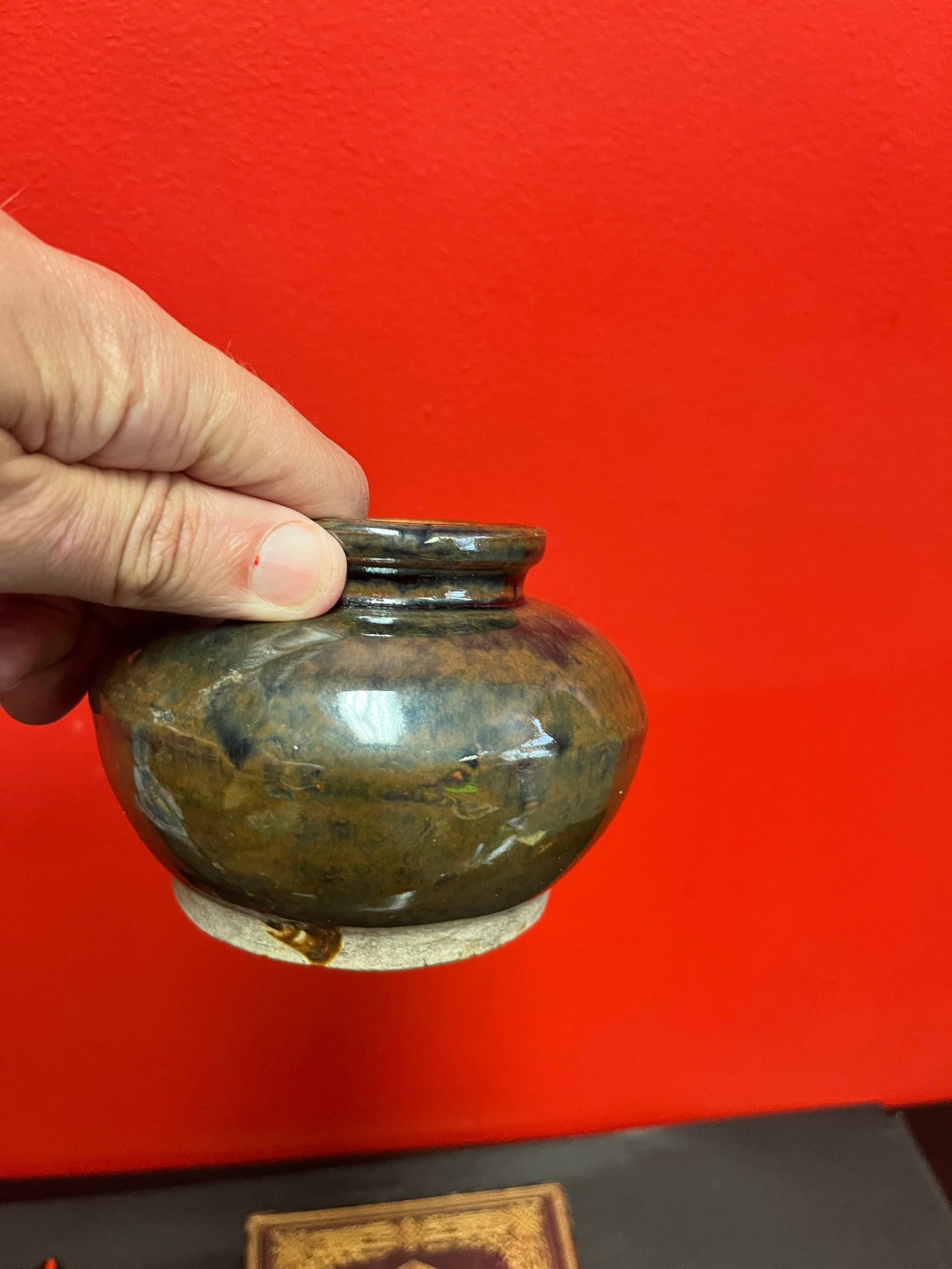 Rare Chinese authentic 4 inch high song dynasty pot / vase  wonderful glaze  museum quality