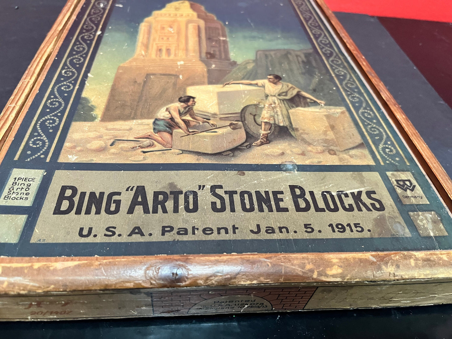 Stunning 16 x 11 x 1.5, 1915 Bing “arto stone block set  mint condition with original instructions  a collectors dream  wow