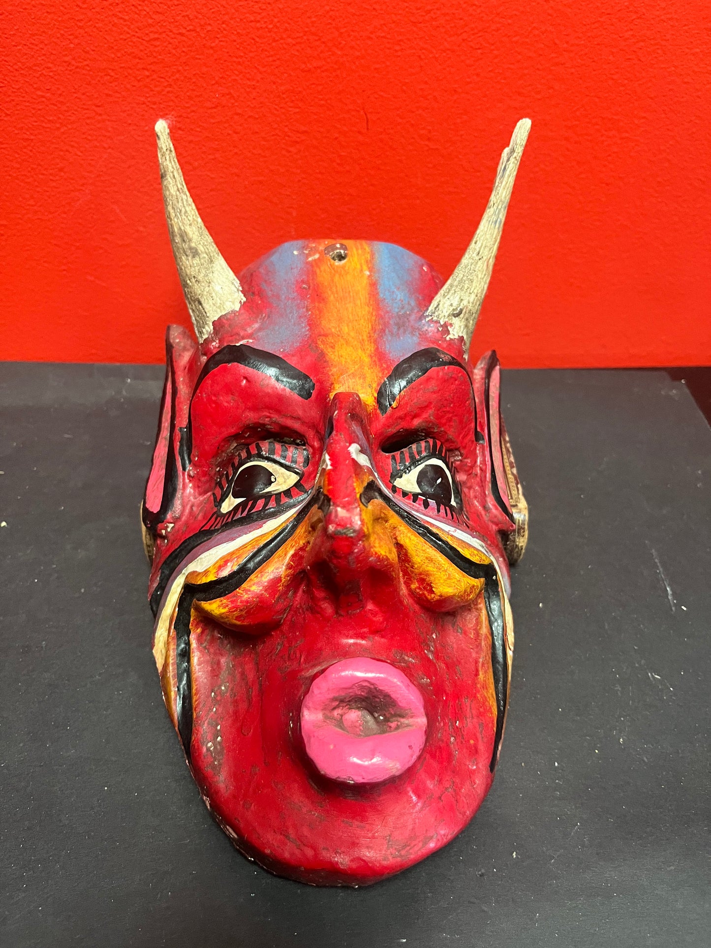 9 1/2 x 6 antique Japanese dancing mask  great patina and look