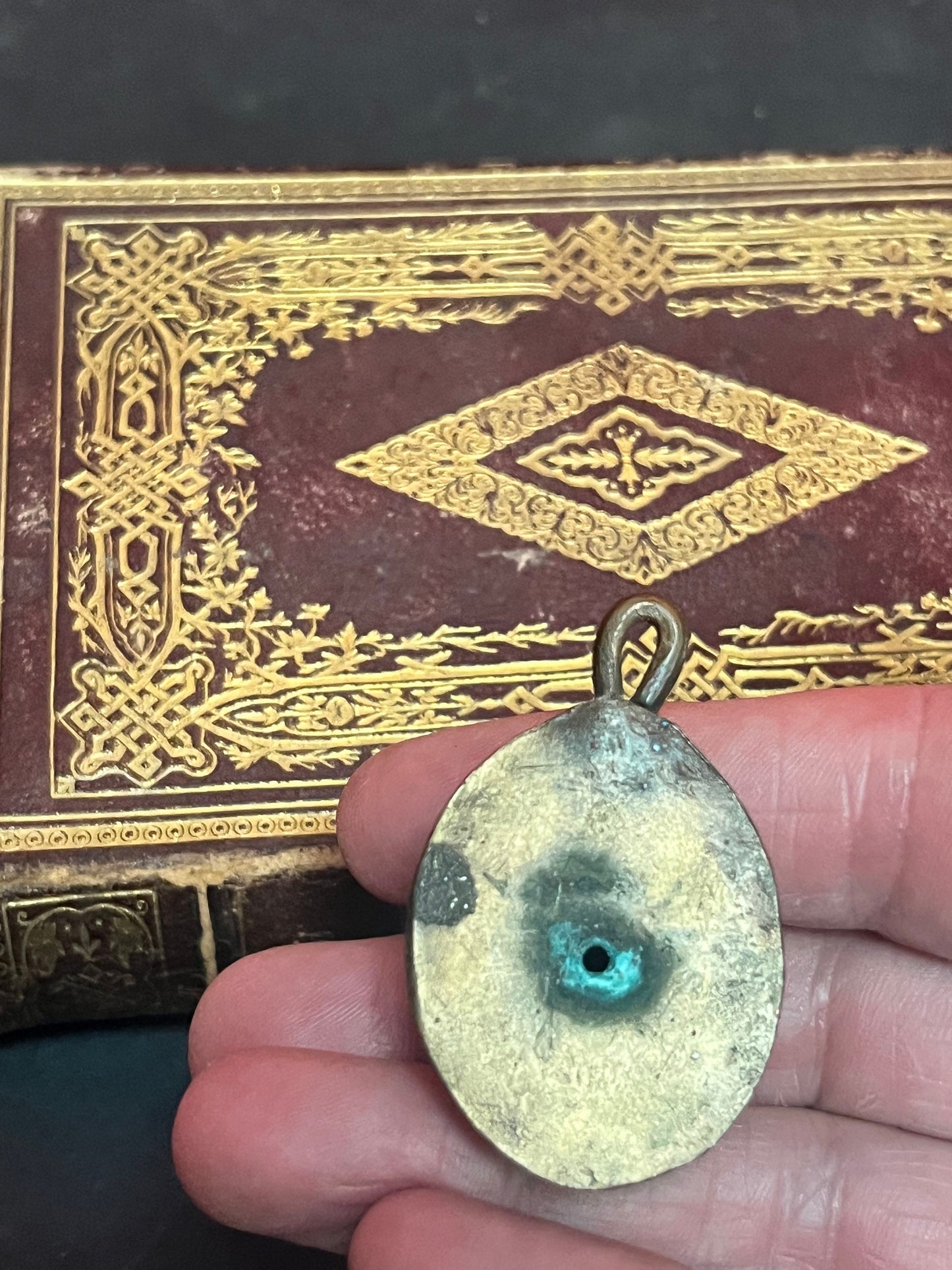 2 inch antique Chinese cloisonné pendant