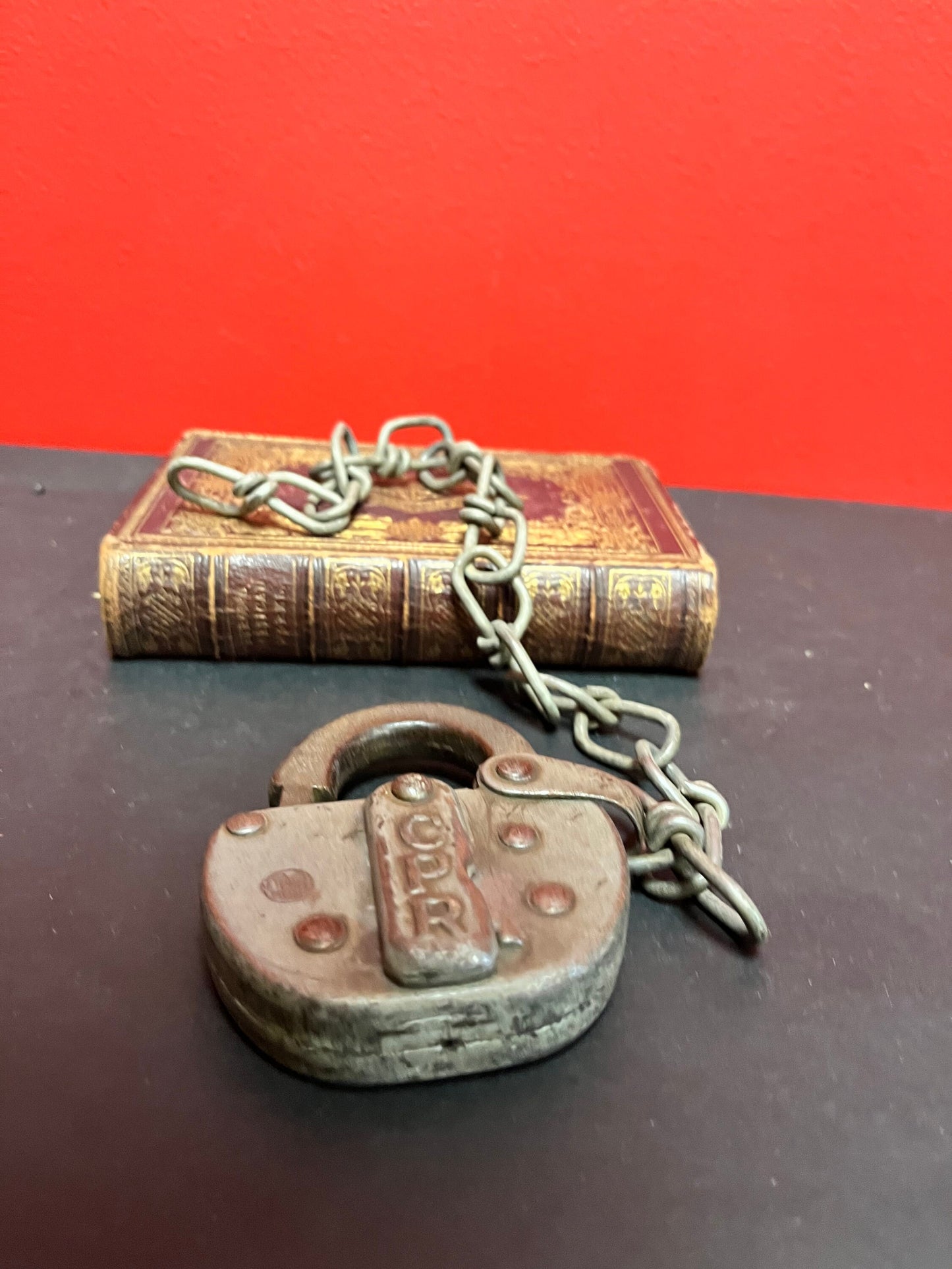 Antique 4 inch CPR lock and chain  as is  no key