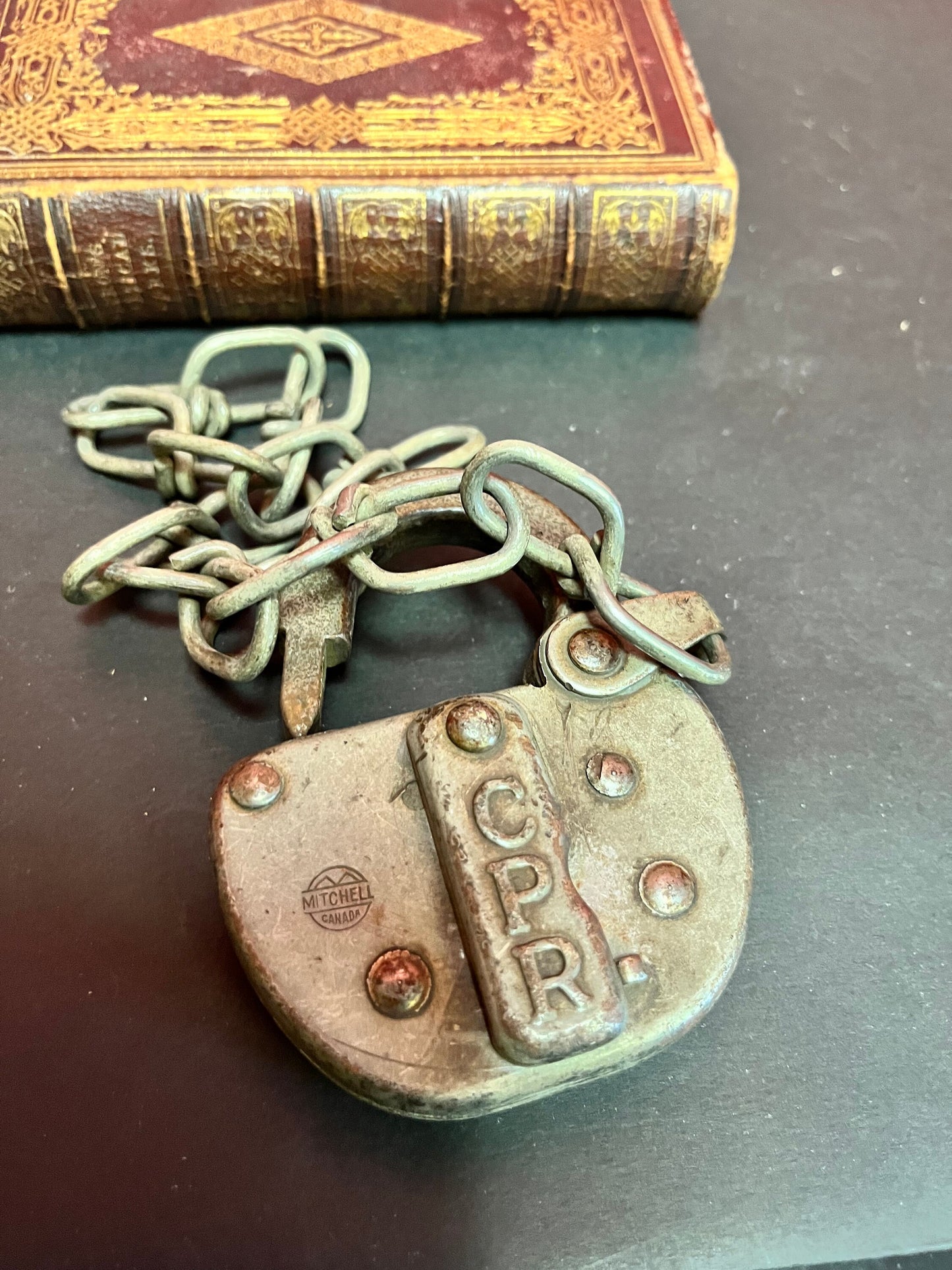 Antique 4 inch CPR lock and chain  as is  no key