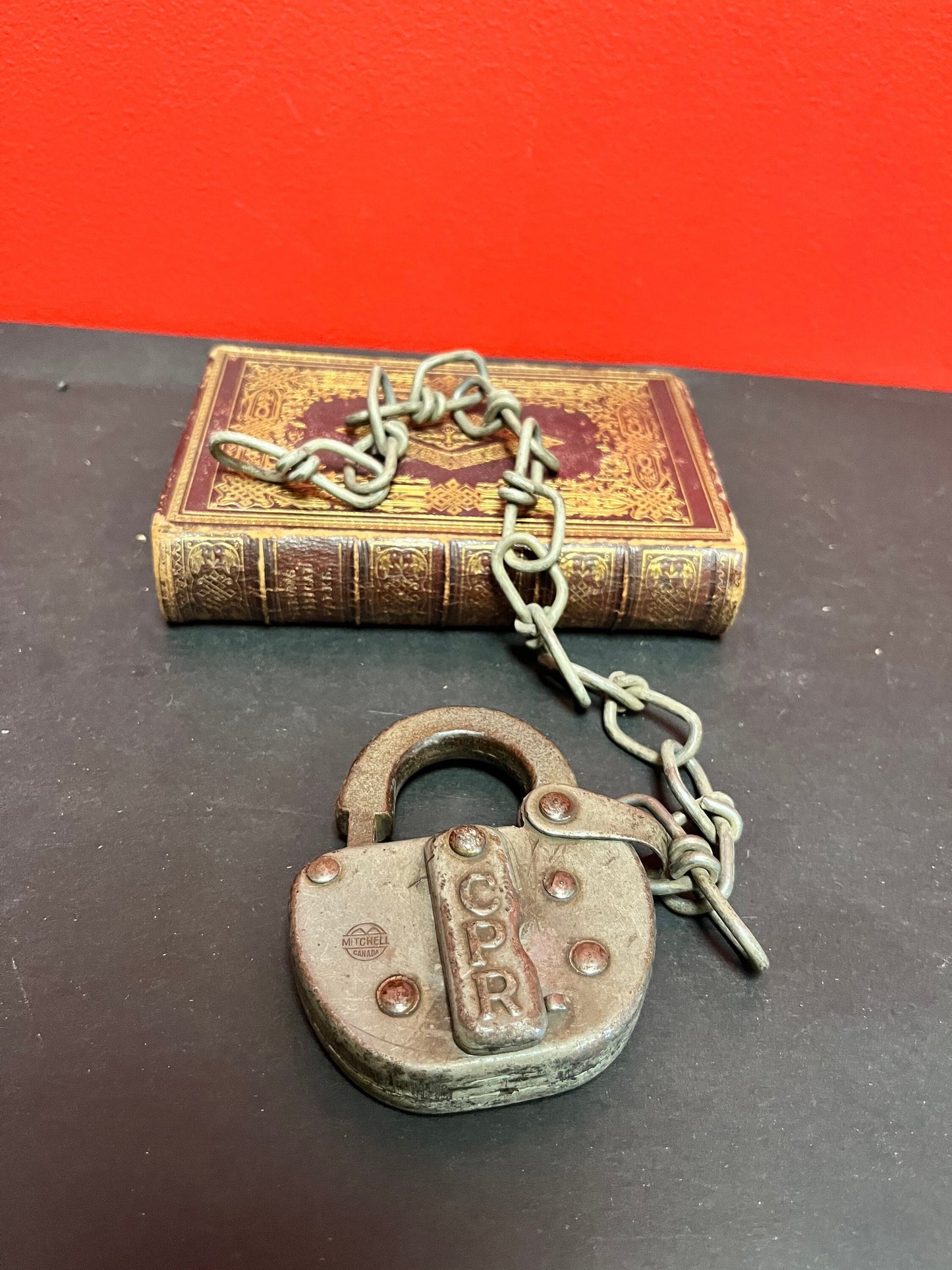 Antique 4 inch CPR lock and chain  as is  no key