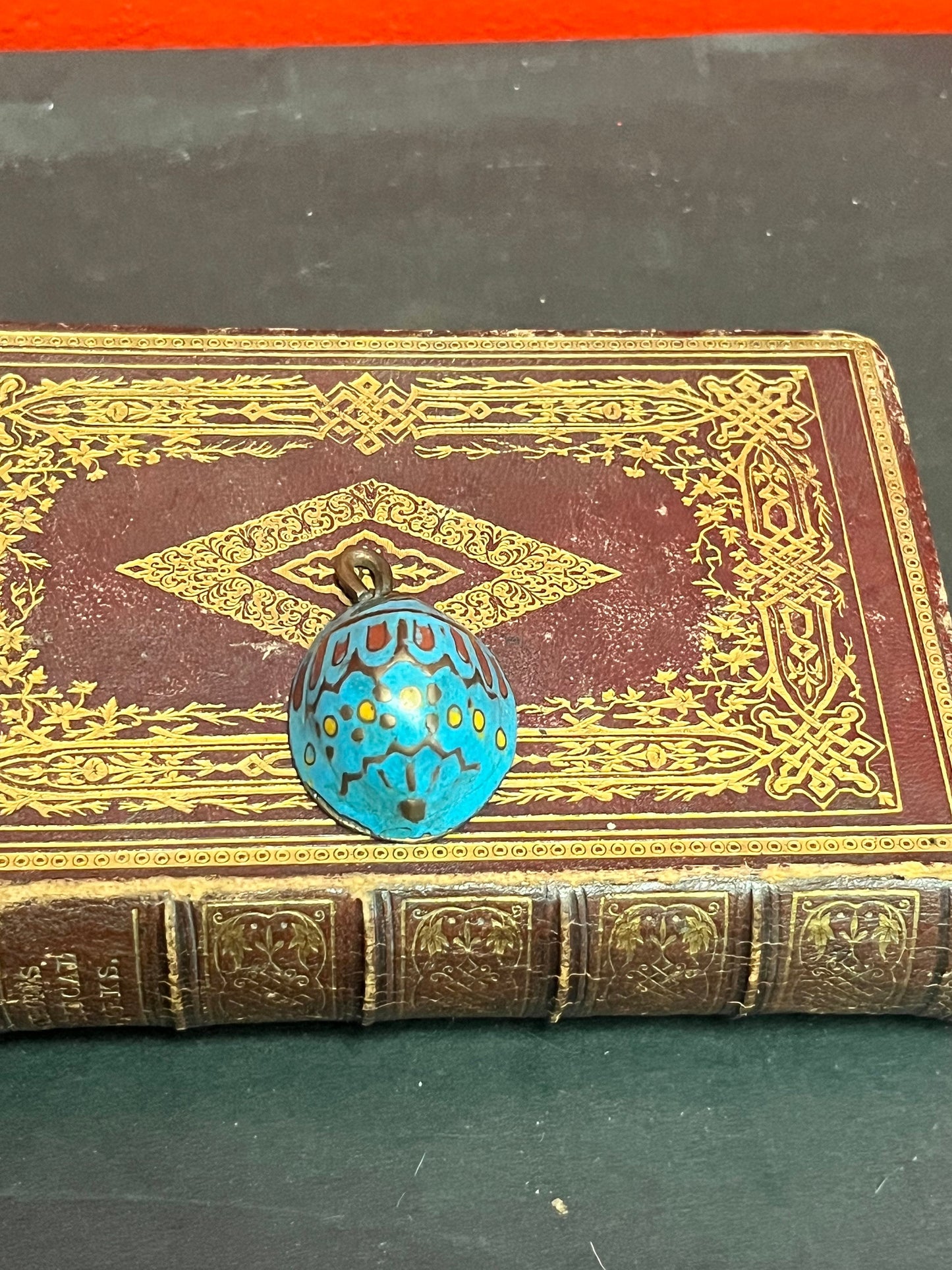 2 inch antique Chinese cloisonné pendant