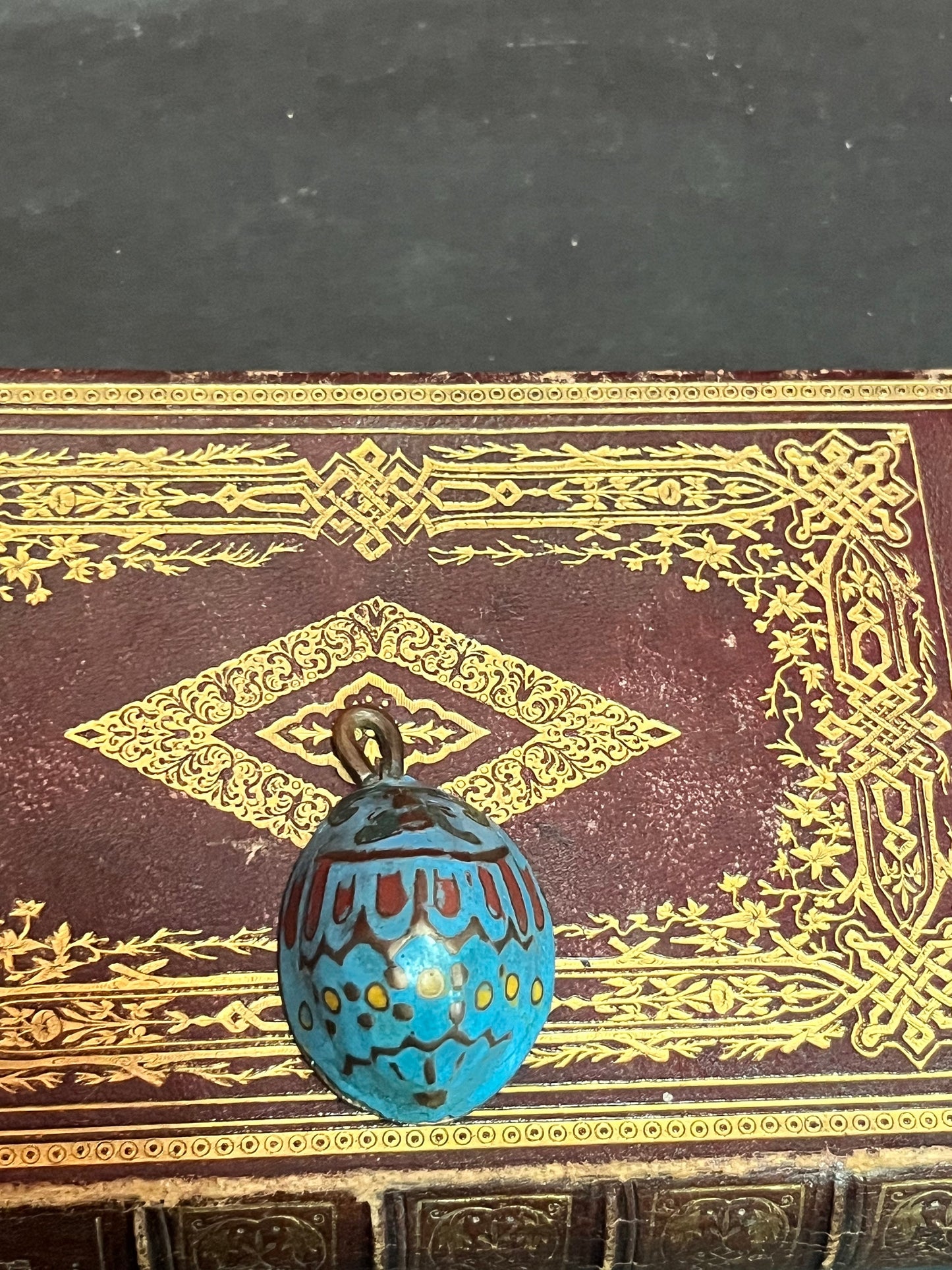 2 inch antique Chinese cloisonné pendant